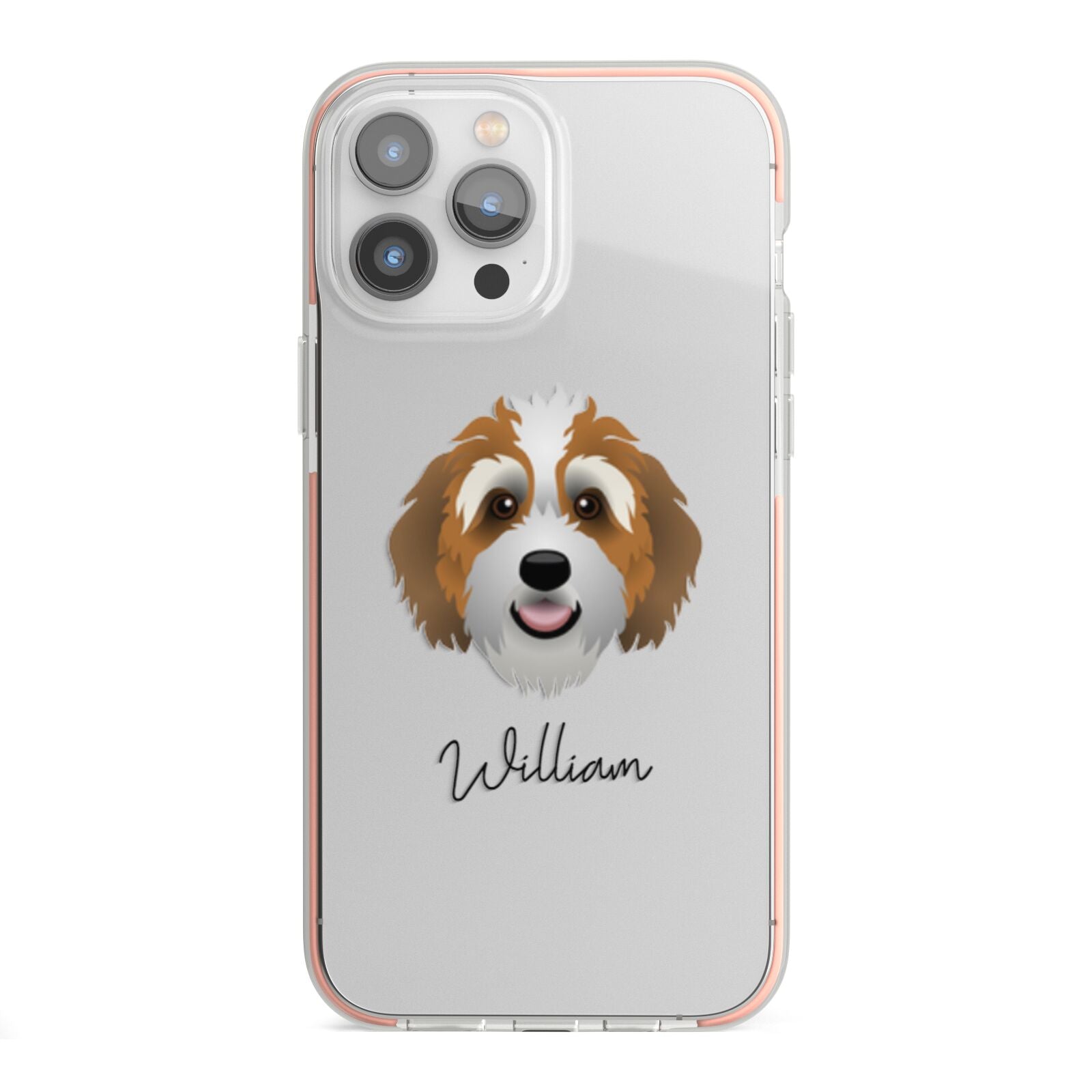 Bernedoodle Personalised iPhone 13 Pro Max TPU Impact Case with Pink Edges