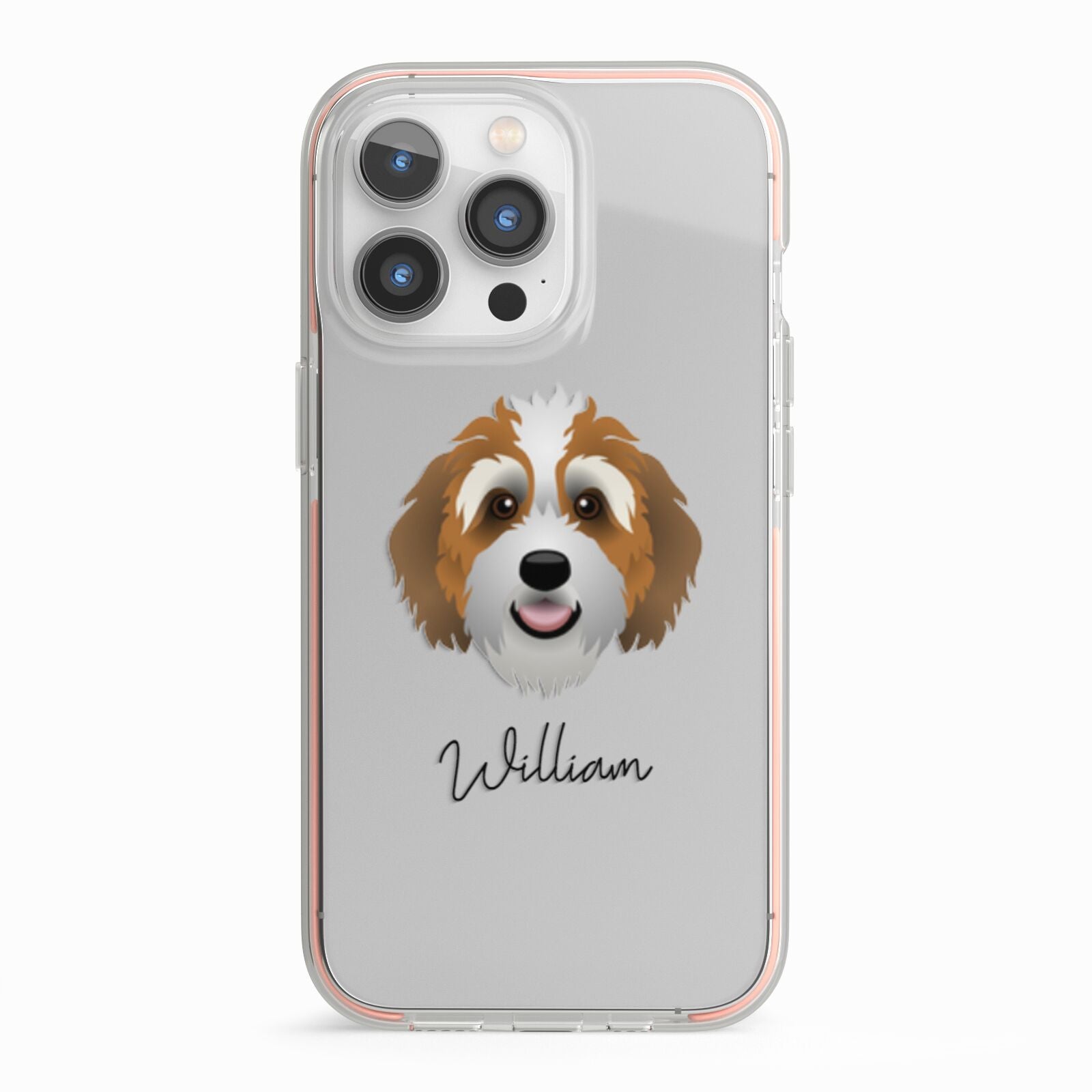 Bernedoodle Personalised iPhone 13 Pro TPU Impact Case with Pink Edges