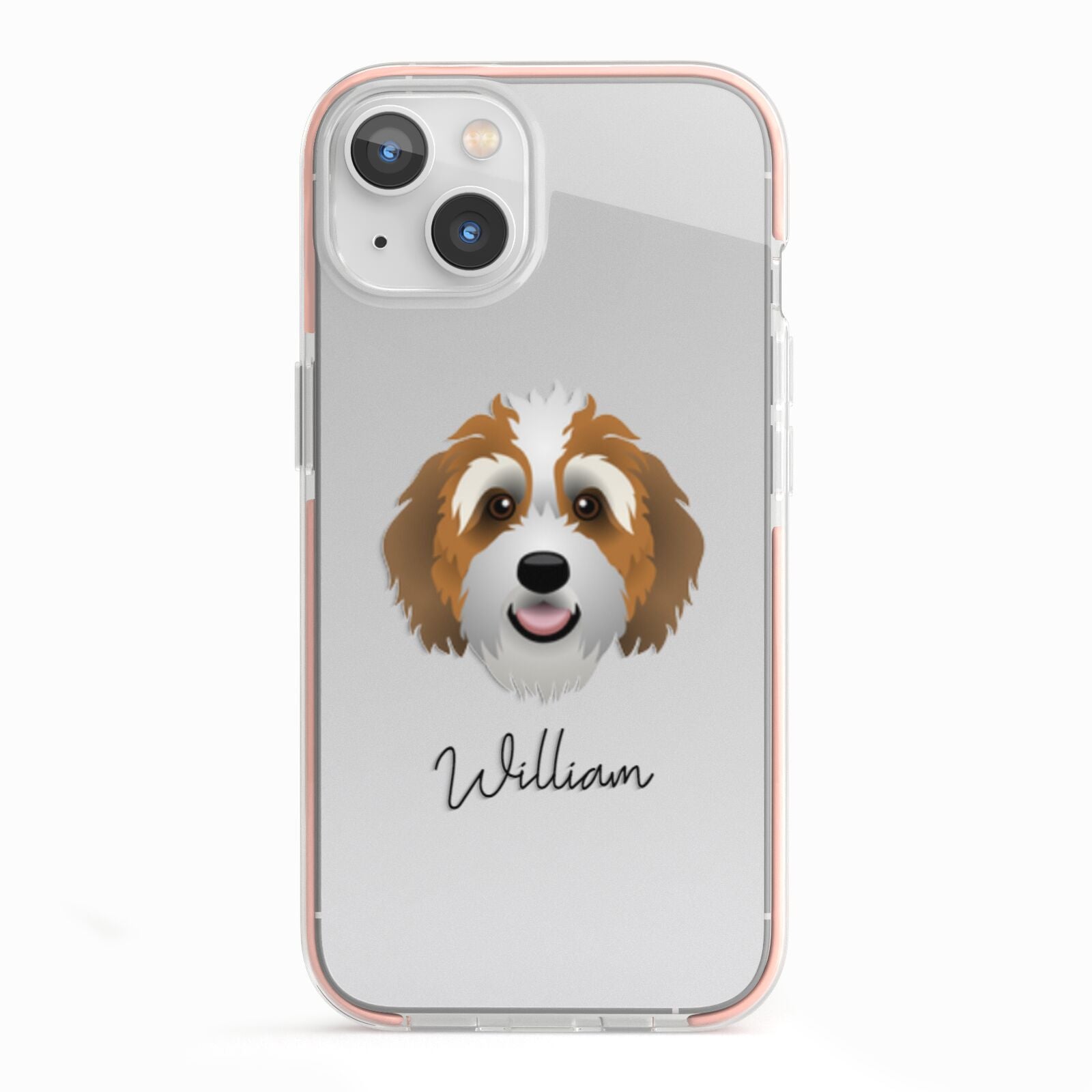 Bernedoodle Personalised iPhone 13 TPU Impact Case with Pink Edges