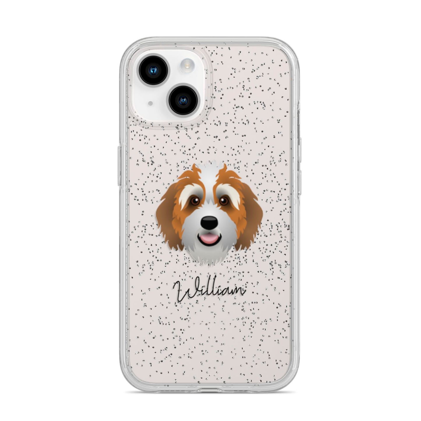Bernedoodle Personalised iPhone 14 Glitter Tough Case Starlight
