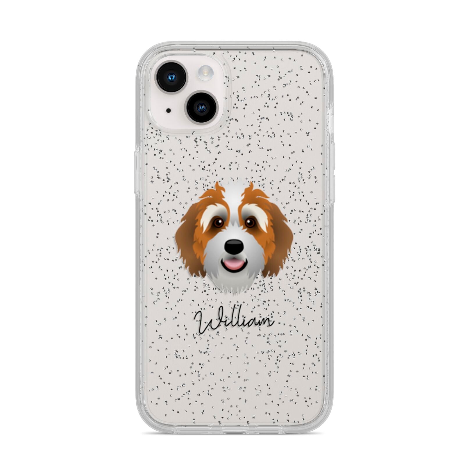Bernedoodle Personalised iPhone 14 Plus Glitter Tough Case Starlight