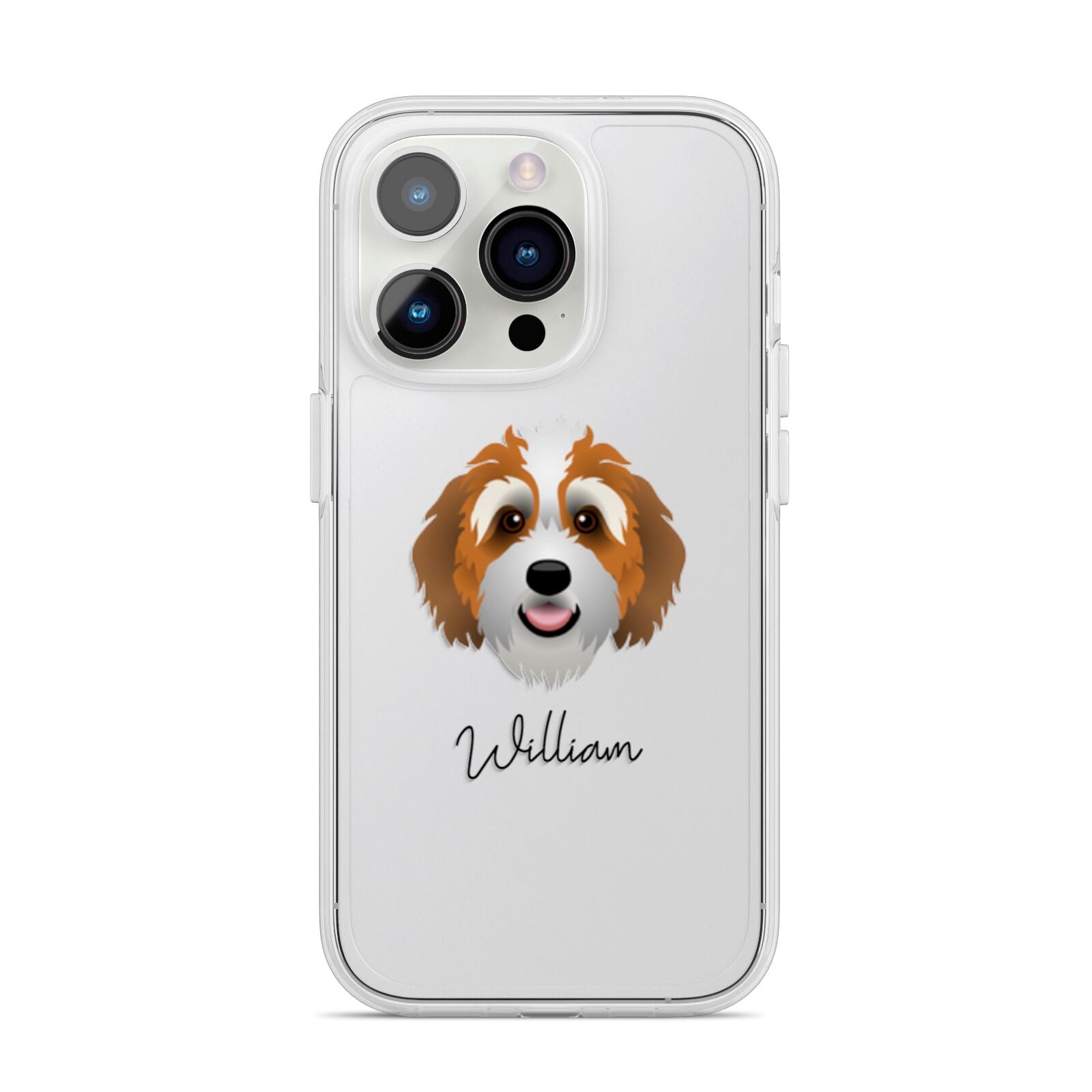 Bernedoodle Personalised iPhone 14 Pro Clear Tough Case Silver