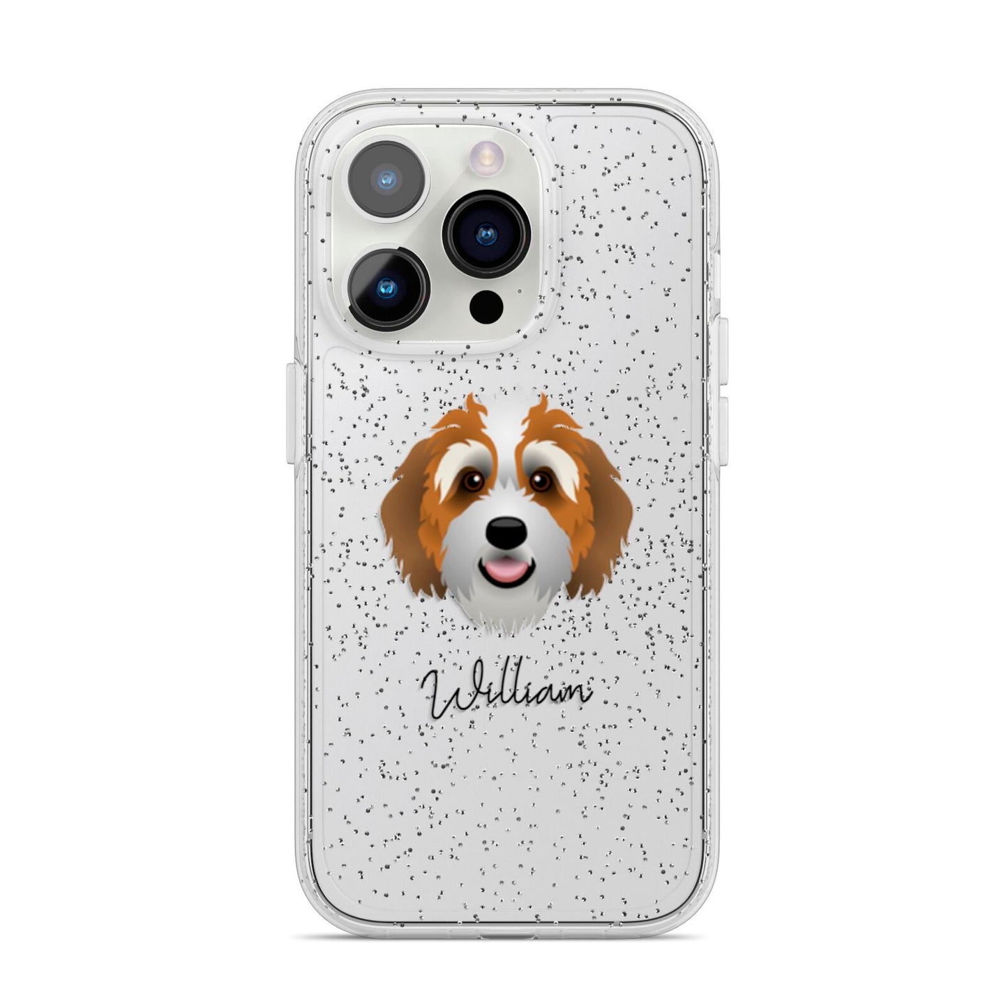 Bernedoodle Personalised iPhone 14 Pro Glitter Tough Case Silver