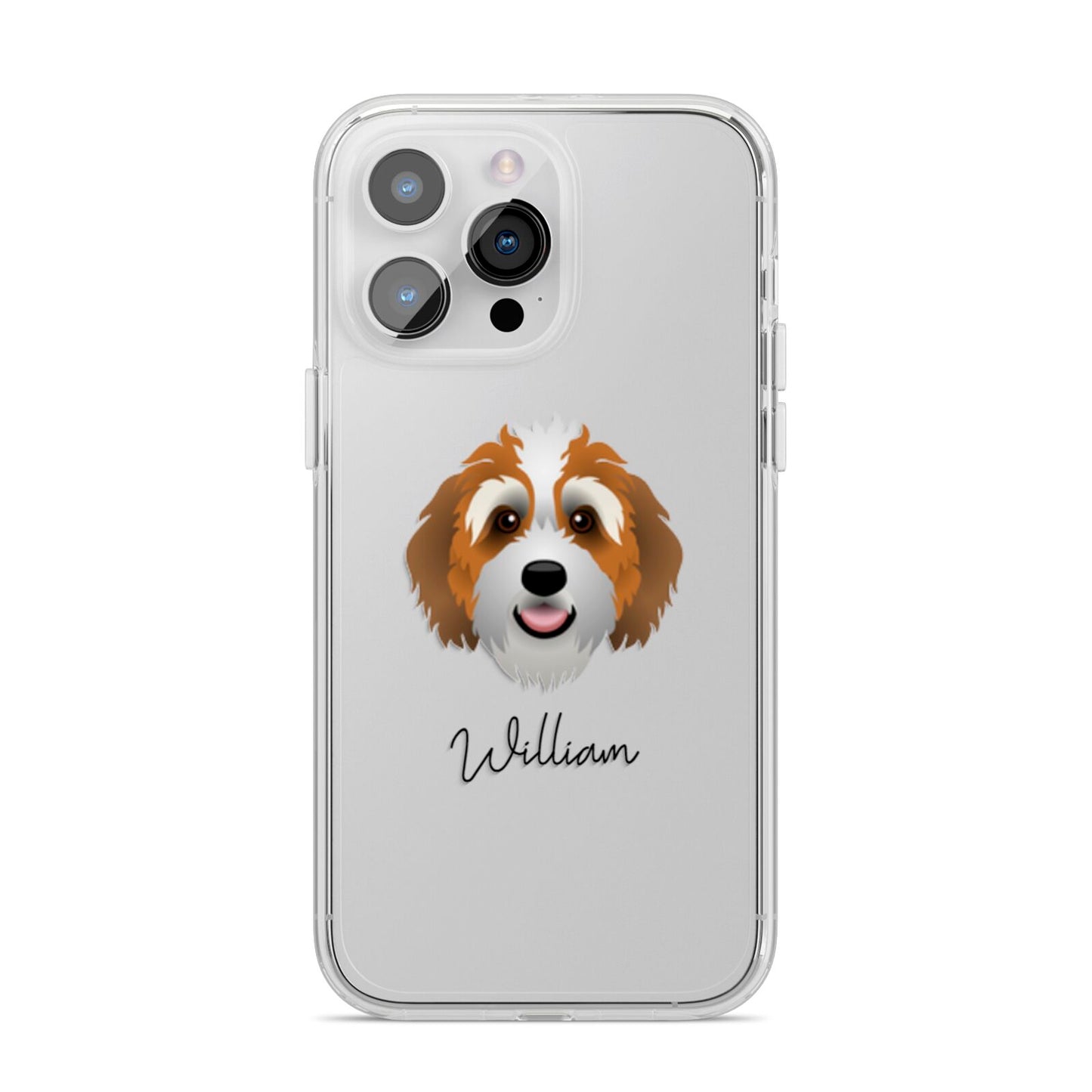 Bernedoodle Personalised iPhone 14 Pro Max Clear Tough Case Silver
