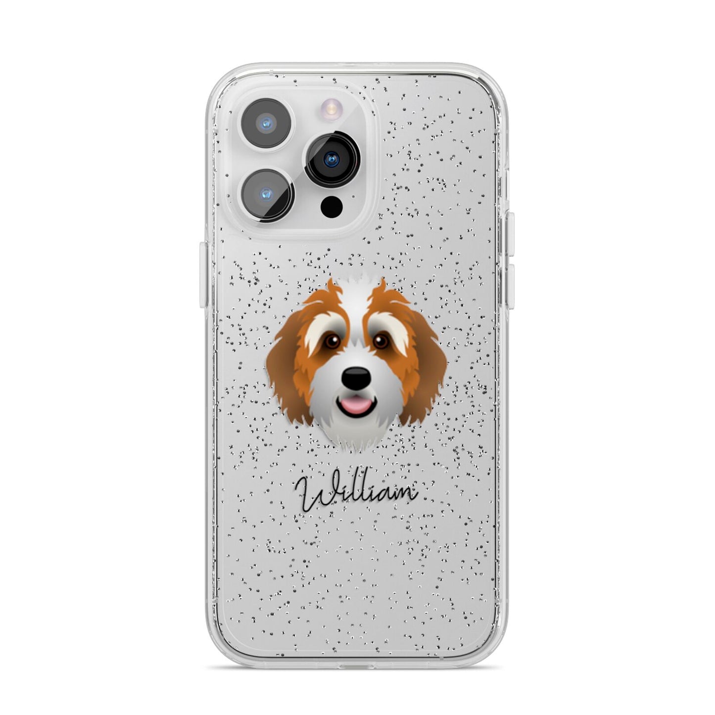 Bernedoodle Personalised iPhone 14 Pro Max Glitter Tough Case Silver