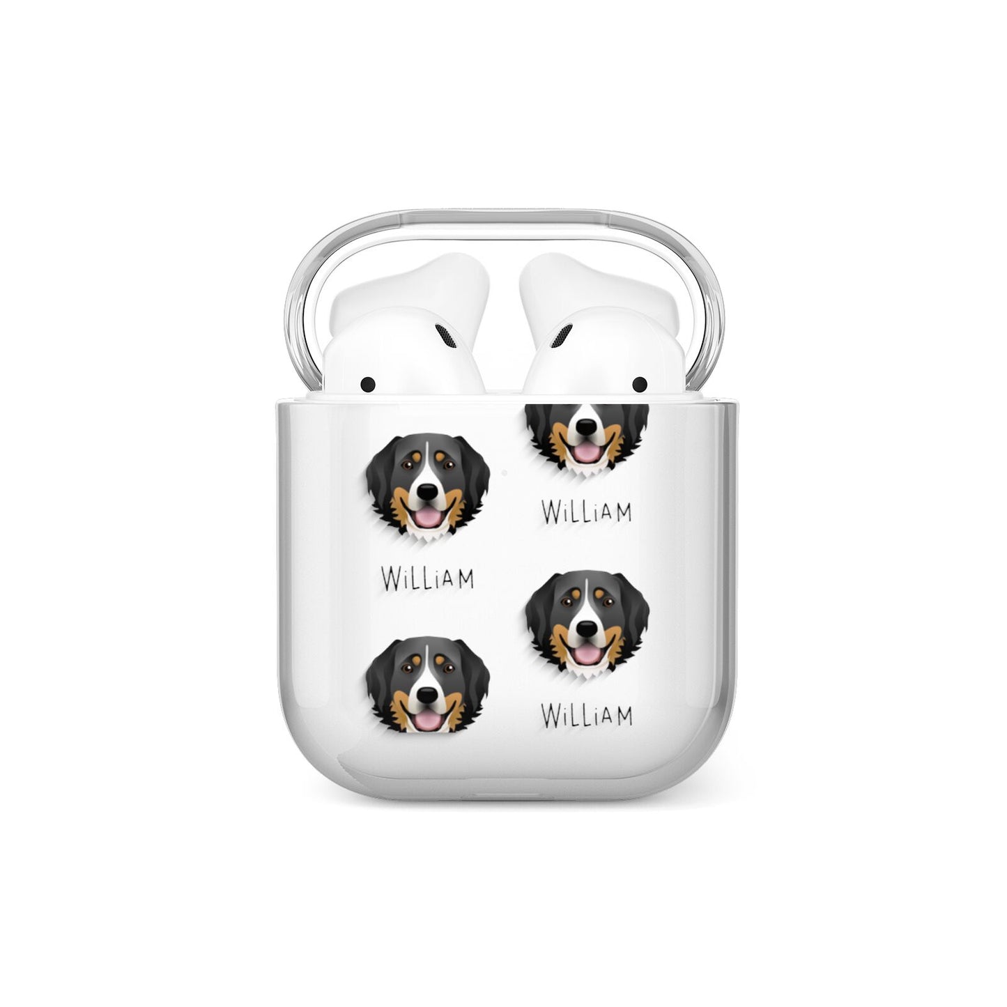 Bernese Mountain Dog Icon with Name AirPods Case