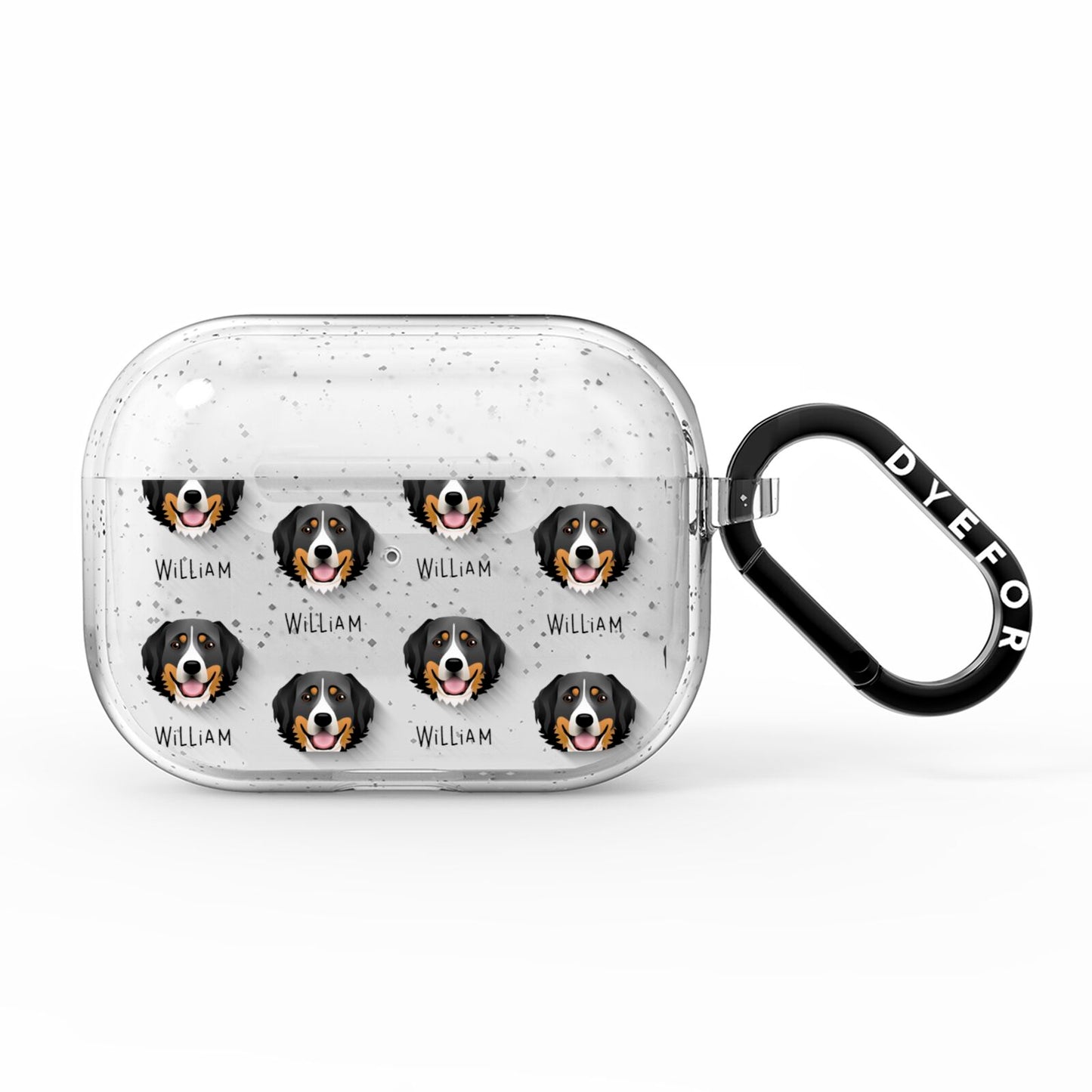 Bernese Mountain Dog Icon with Name AirPods Pro Glitter Case