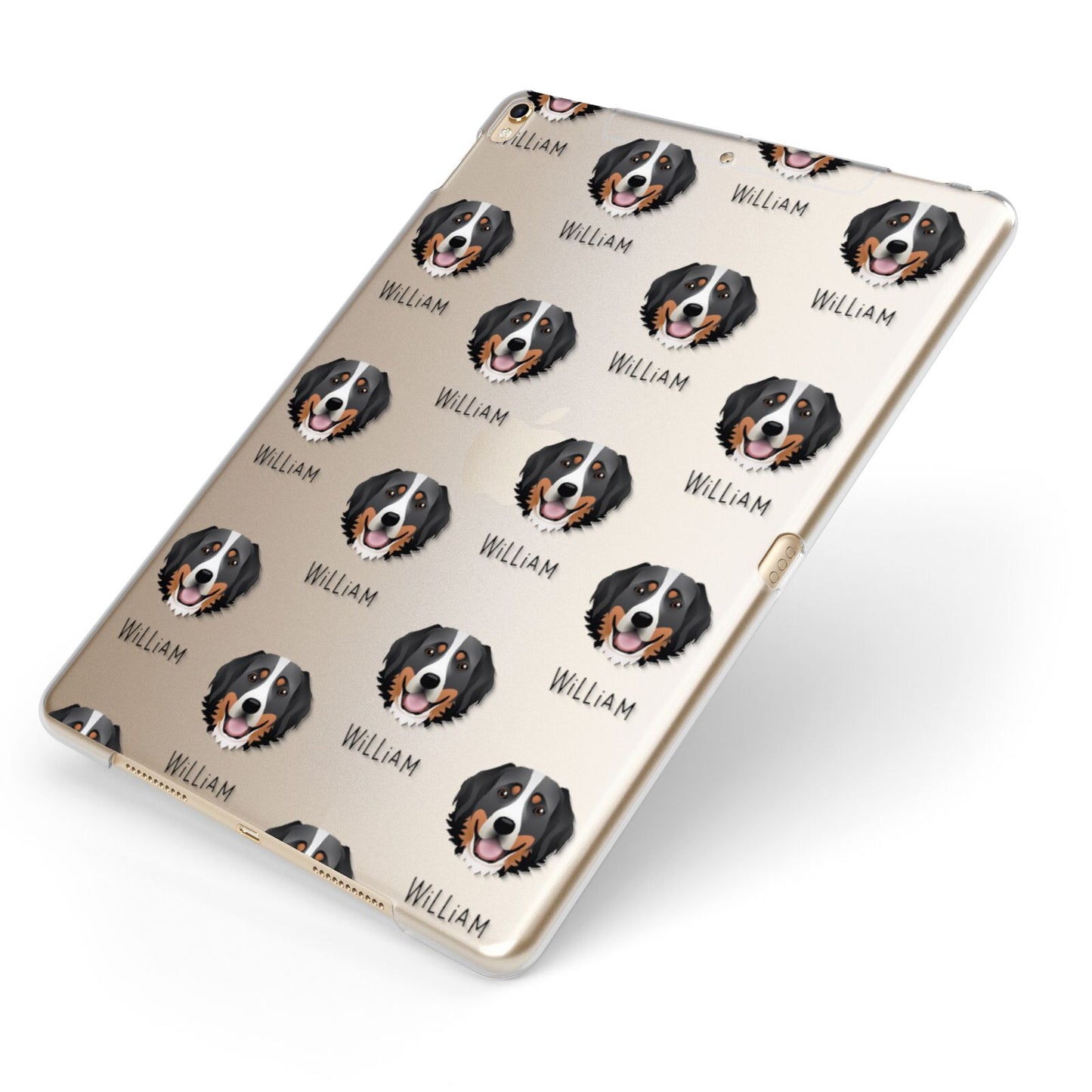 Bernese Mountain Dog Icon with Name Apple iPad Case on Gold iPad Side View