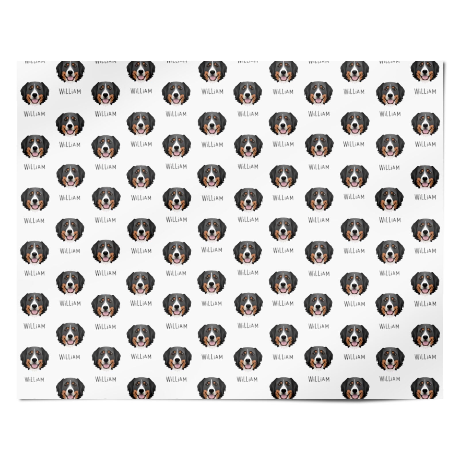 Bernese Mountain Dog Icon with Name Personalised Wrapping Paper Alternative