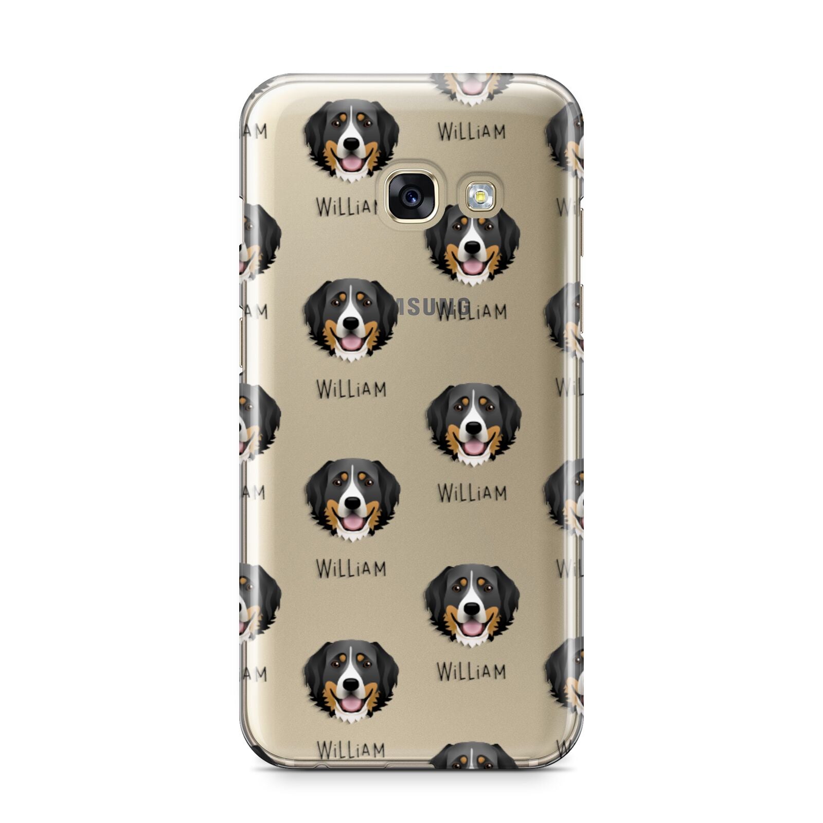 Bernese Mountain Dog Icon with Name Samsung Galaxy A3 2017 Case on gold phone