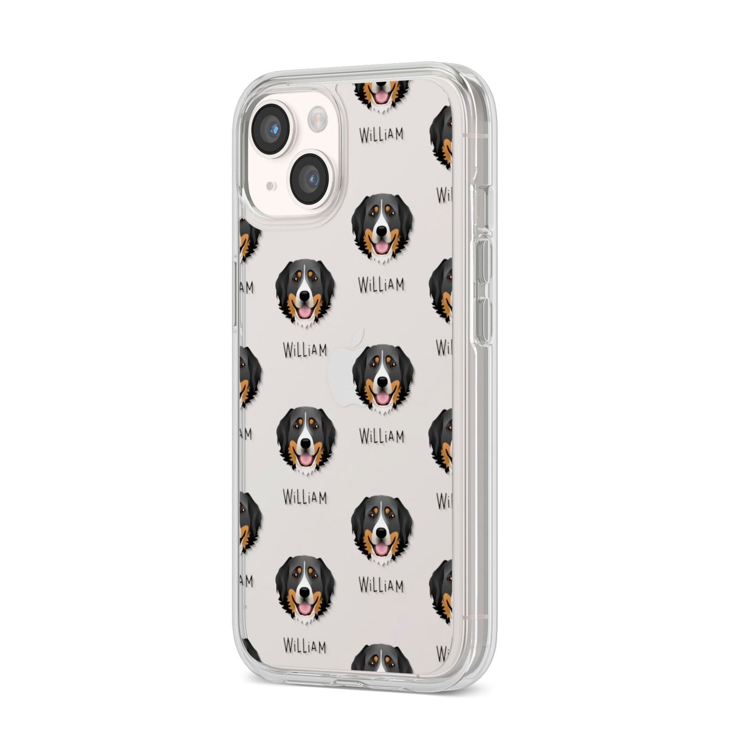 Bernese Mountain Dog Icon with Name iPhone 14 Clear Tough Case Starlight Angled Image