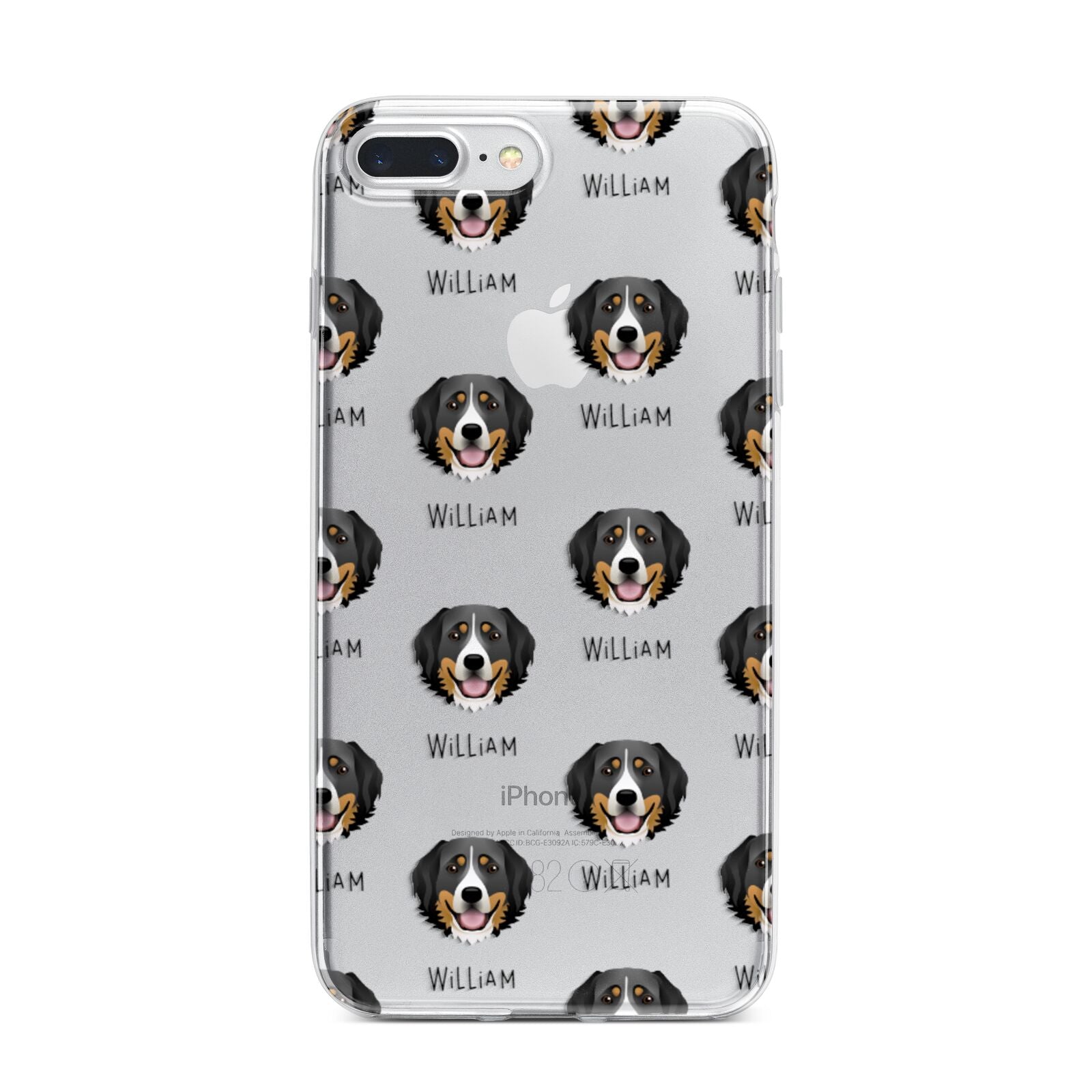 Bernese Mountain Dog Icon with Name iPhone 7 Plus Bumper Case on Silver iPhone