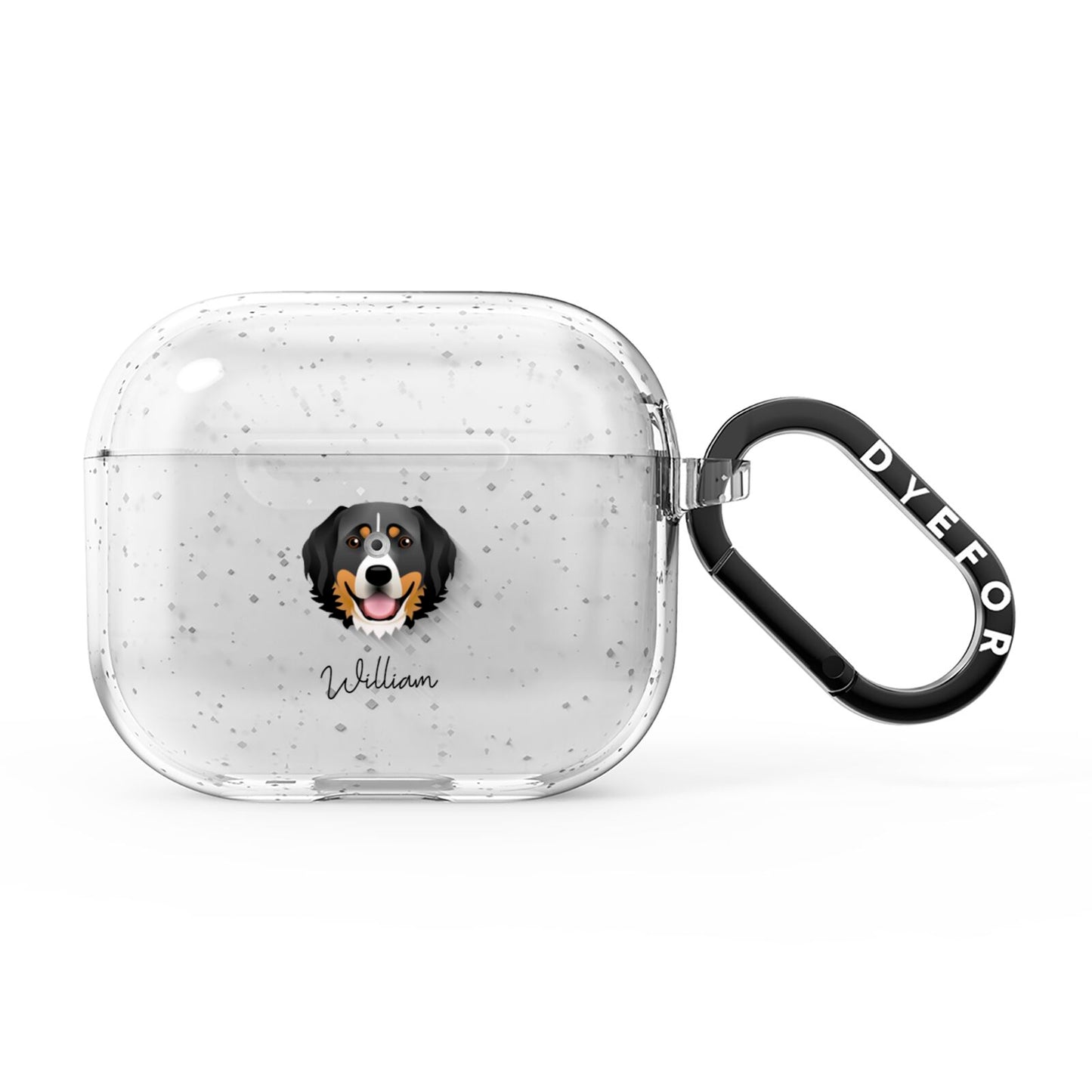 Bernese Mountain Dog Personalised AirPods Glitter Case 3rd Gen