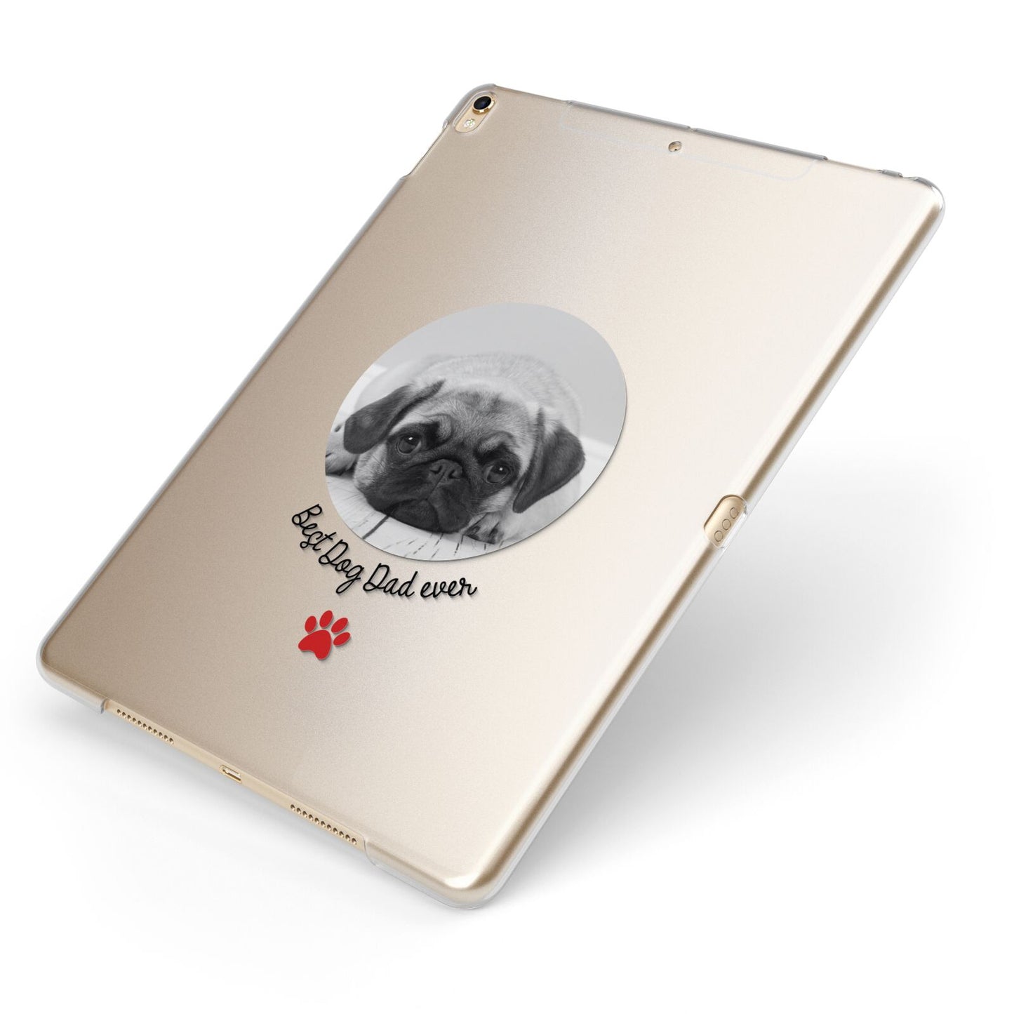 Best Dog Dad Ever Photo Upload Apple iPad Case on Gold iPad Side View