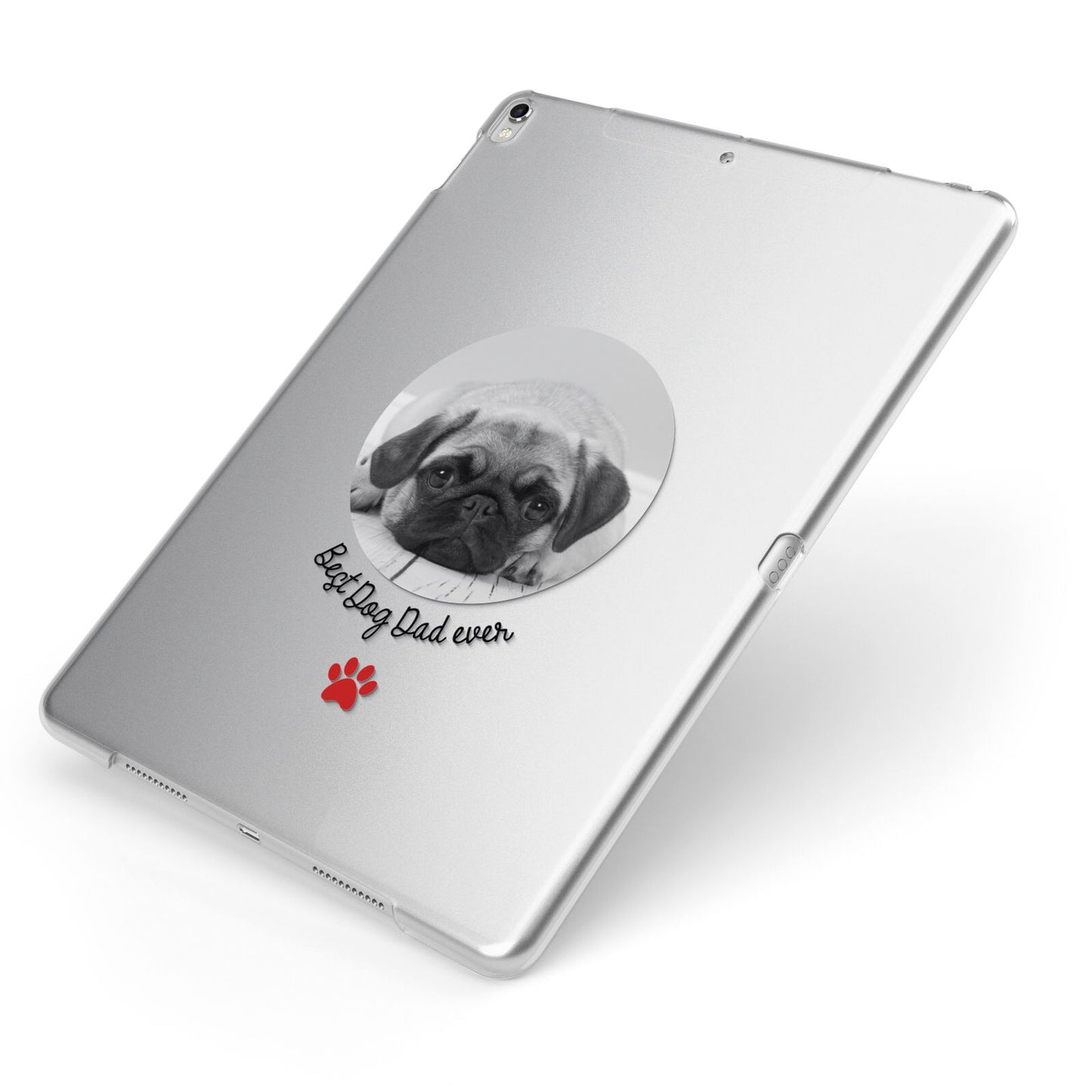 Best Dog Dad Ever Photo Upload Apple iPad Case on Silver iPad Side View