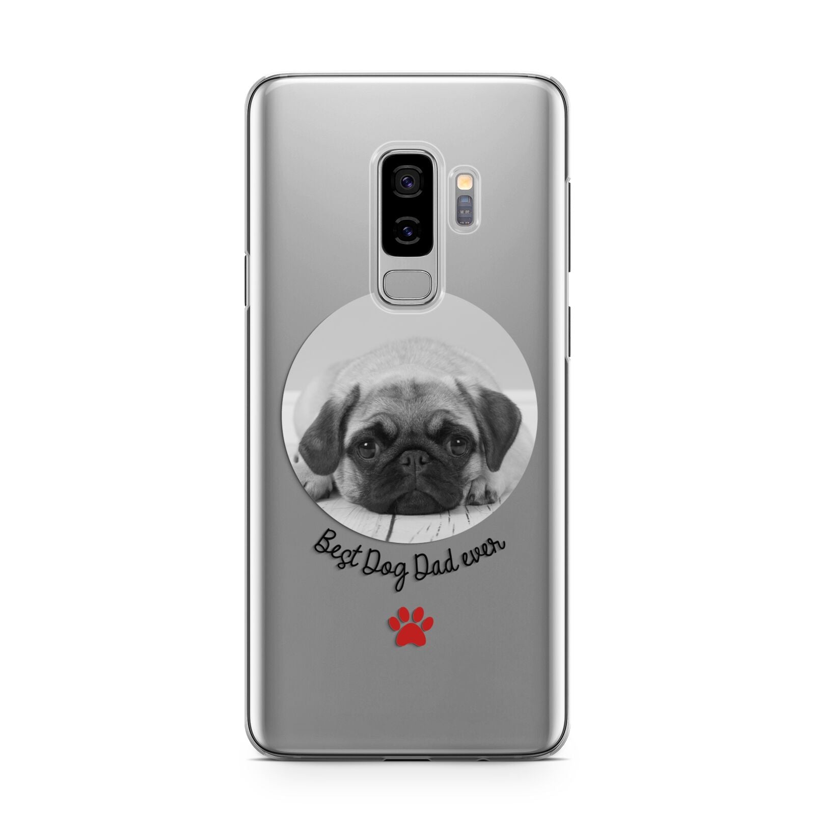 Best Dog Dad Ever Photo Upload Samsung Galaxy S9 Plus Case on Silver phone