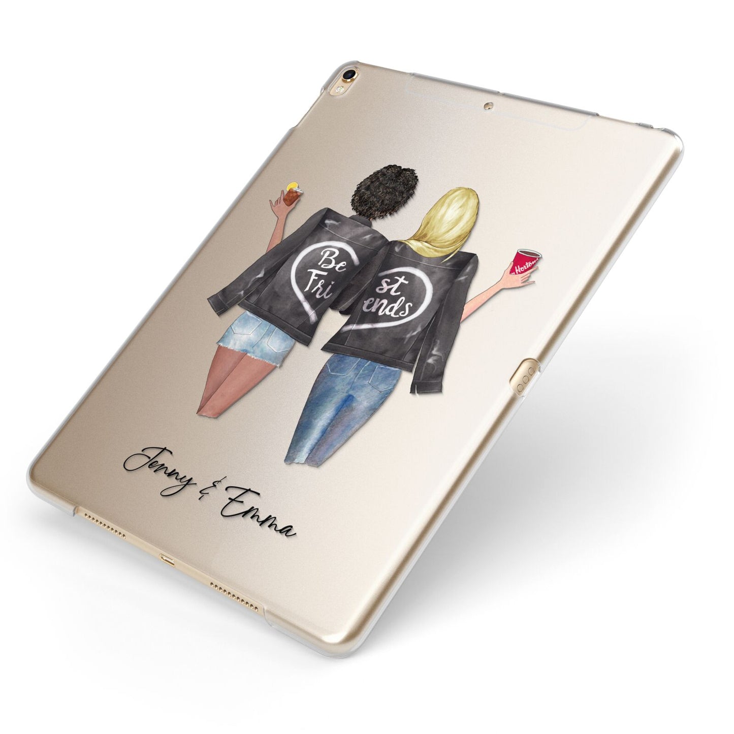 Best Friends Apple iPad Case on Gold iPad Side View