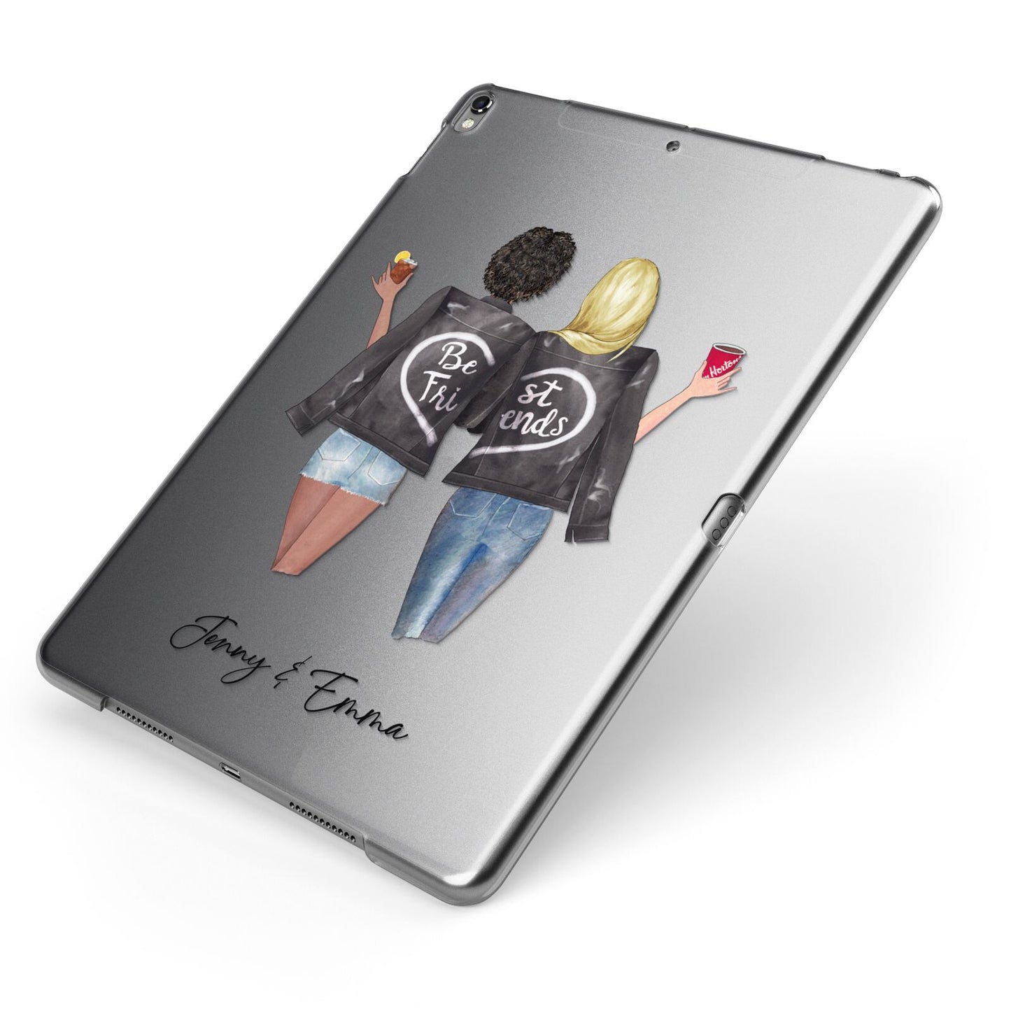 Best Friends Apple iPad Case on Grey iPad Side View