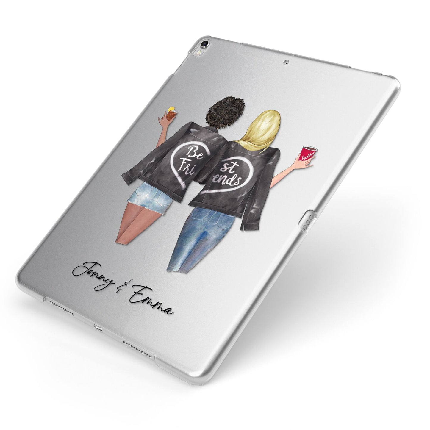 Best Friends Apple iPad Case on Silver iPad Side View