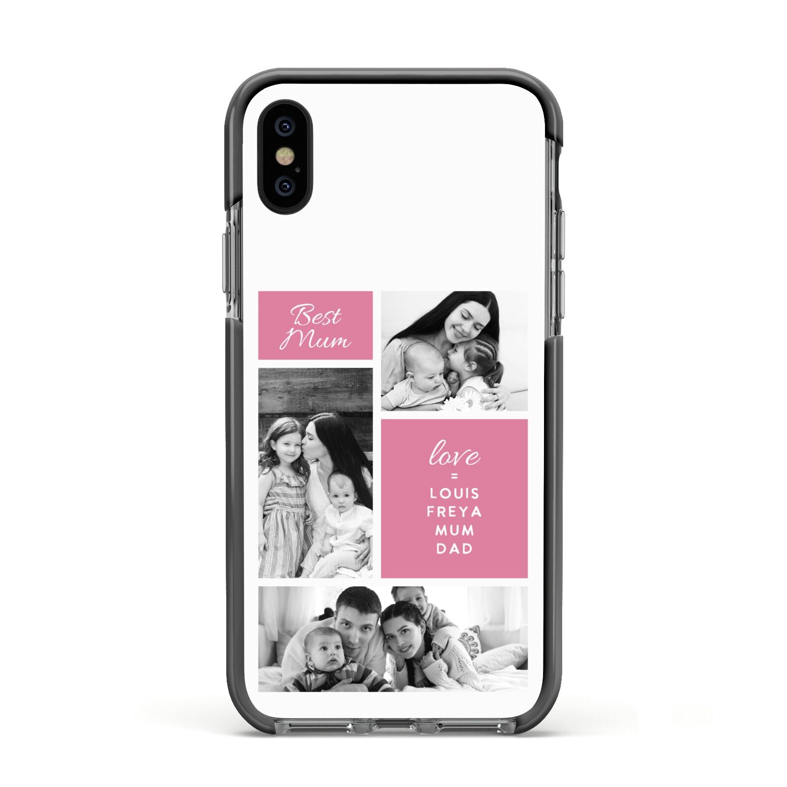 Best Mum Photo Collage Personalised Apple iPhone Xs Impact Case Black Edge on Black Phone