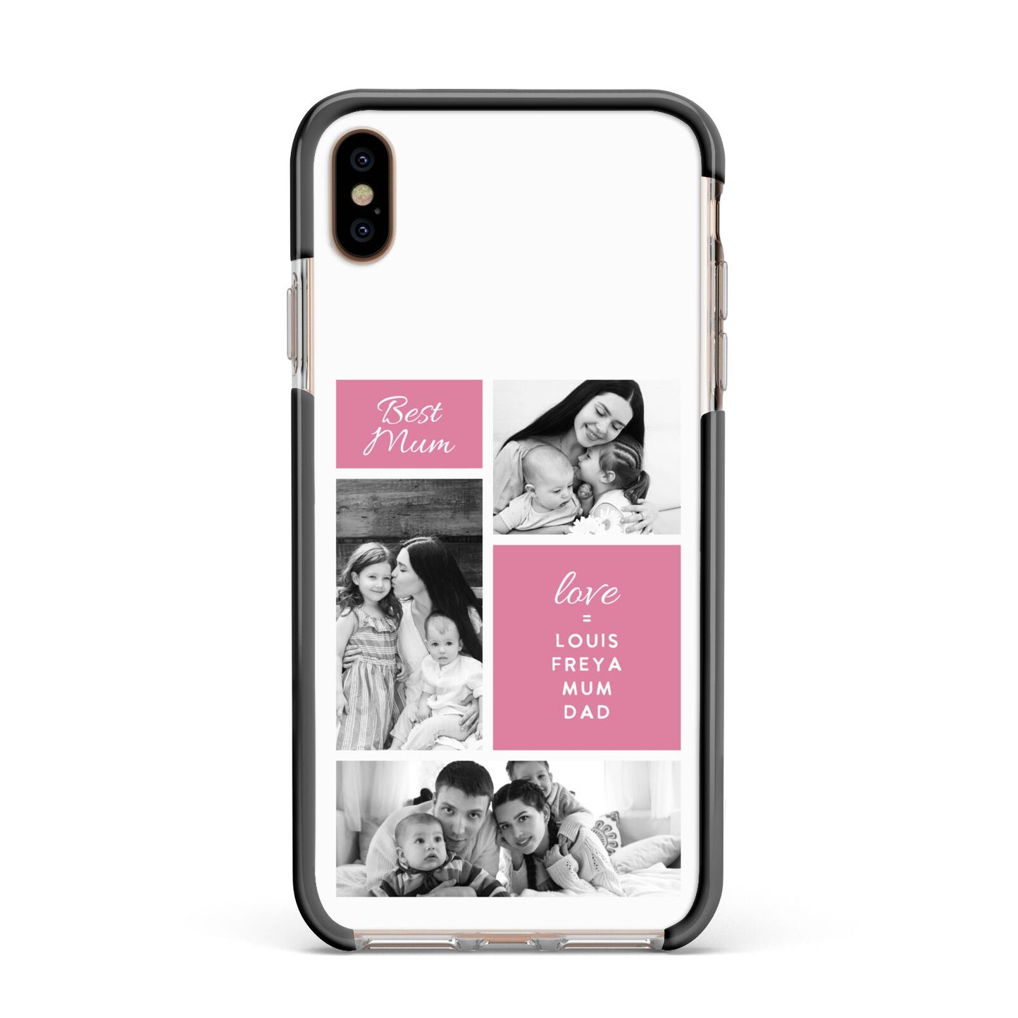 Best Mum Photo Collage Personalised Apple iPhone Xs Max Impact Case Black Edge on Gold Phone