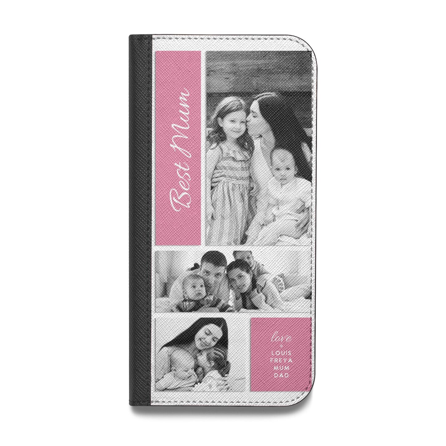 Best Mum Photo Collage Personalised Vegan Leather Flip iPhone Case