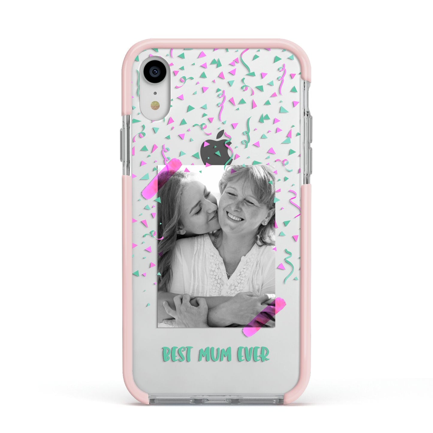 Best Mum Photo Upload Mothers Day Apple iPhone XR Impact Case Pink Edge on Silver Phone