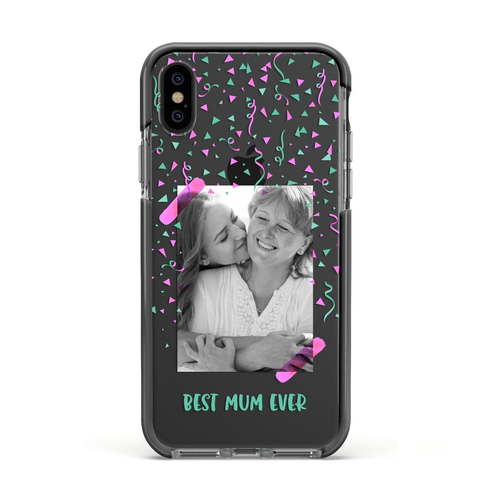 Best Mum Photo Upload Mothers Day Apple iPhone Xs Impact Case Black Edge on Black Phone