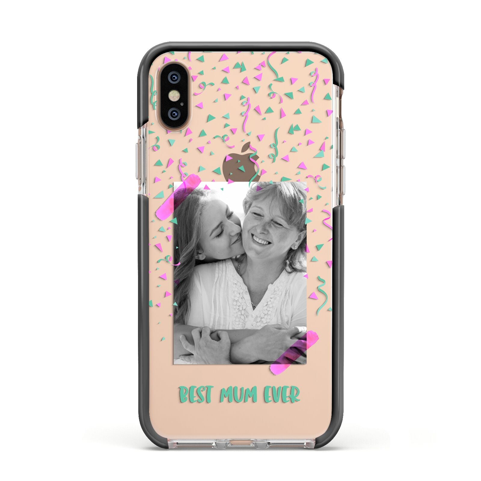 Best Mum Photo Upload Mothers Day Apple iPhone Xs Impact Case Black Edge on Gold Phone