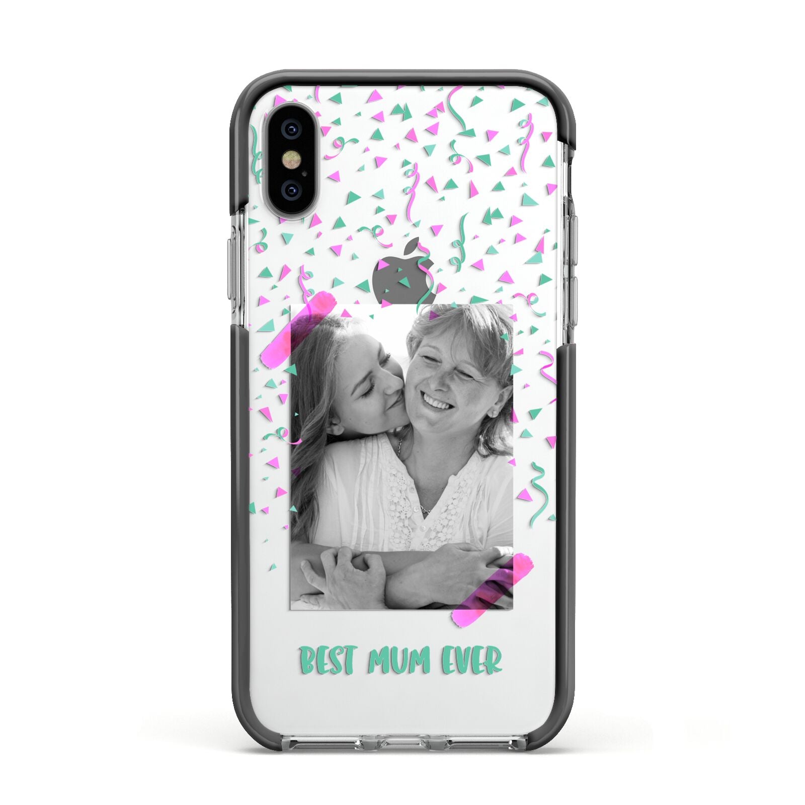 Best Mum Photo Upload Mothers Day Apple iPhone Xs Impact Case Black Edge on Silver Phone