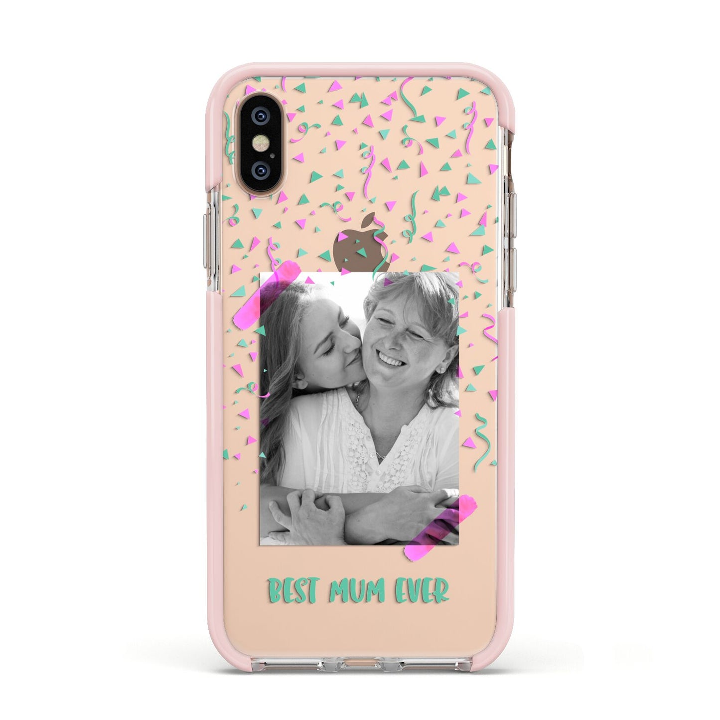 Best Mum Photo Upload Mothers Day Apple iPhone Xs Impact Case Pink Edge on Gold Phone