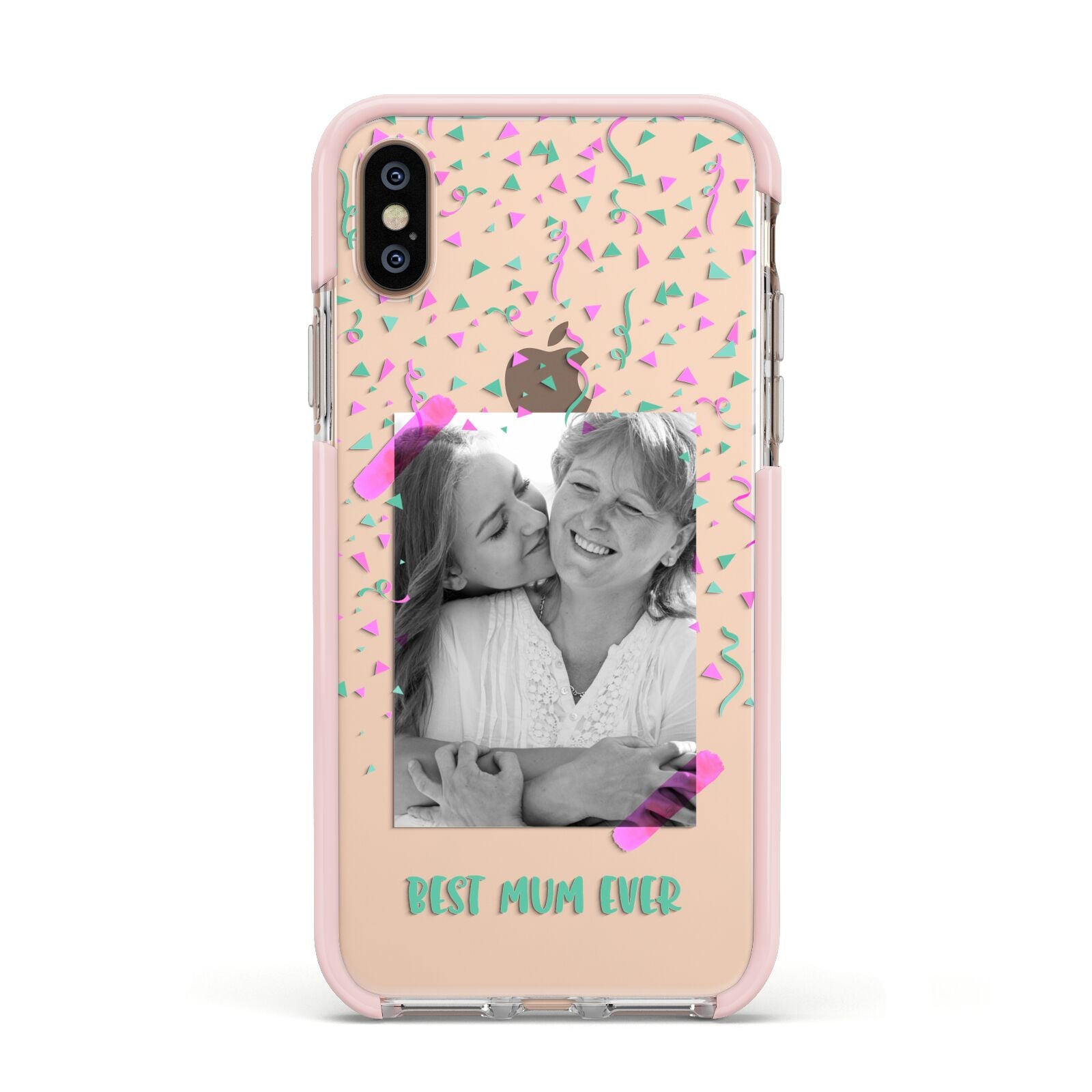 Best Mum Photo Upload Mothers Day Apple iPhone Xs Impact Case Pink Edge on Gold Phone