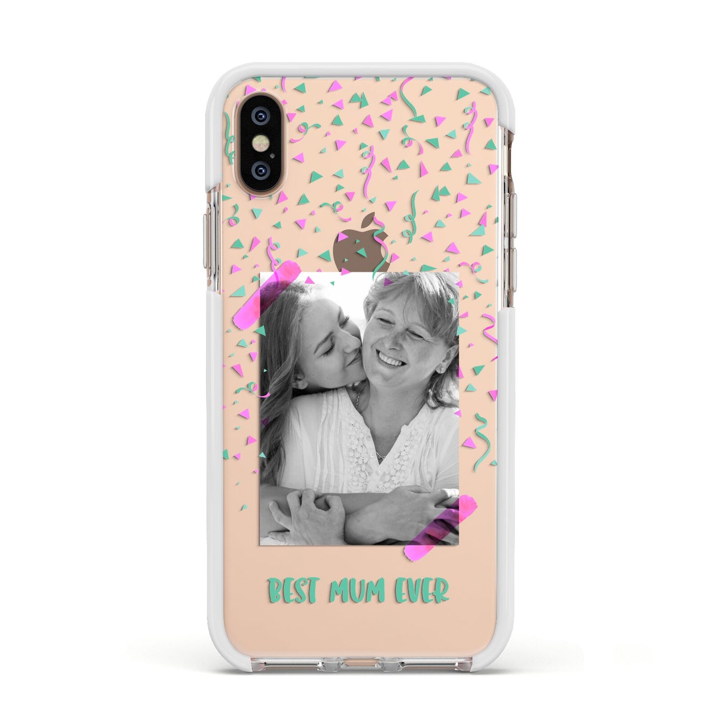 Best Mum Photo Upload Mothers Day Apple iPhone Xs Impact Case White Edge on Gold Phone