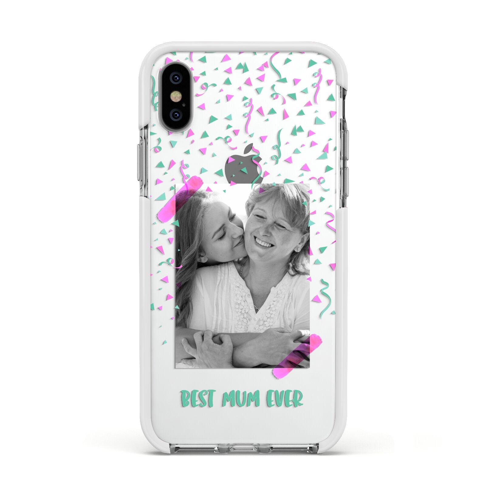 Best Mum Photo Upload Mothers Day Apple iPhone Xs Impact Case White Edge on Silver Phone