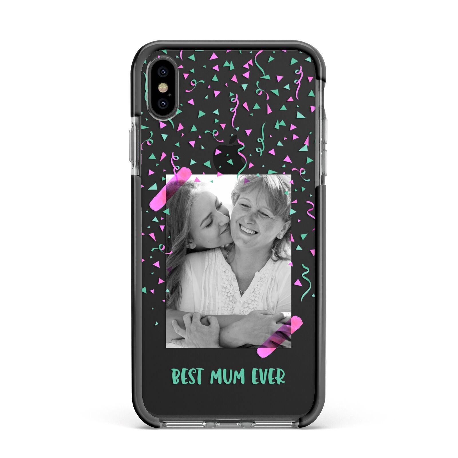 Best Mum Photo Upload Mothers Day Apple iPhone Xs Max Impact Case Black Edge on Black Phone