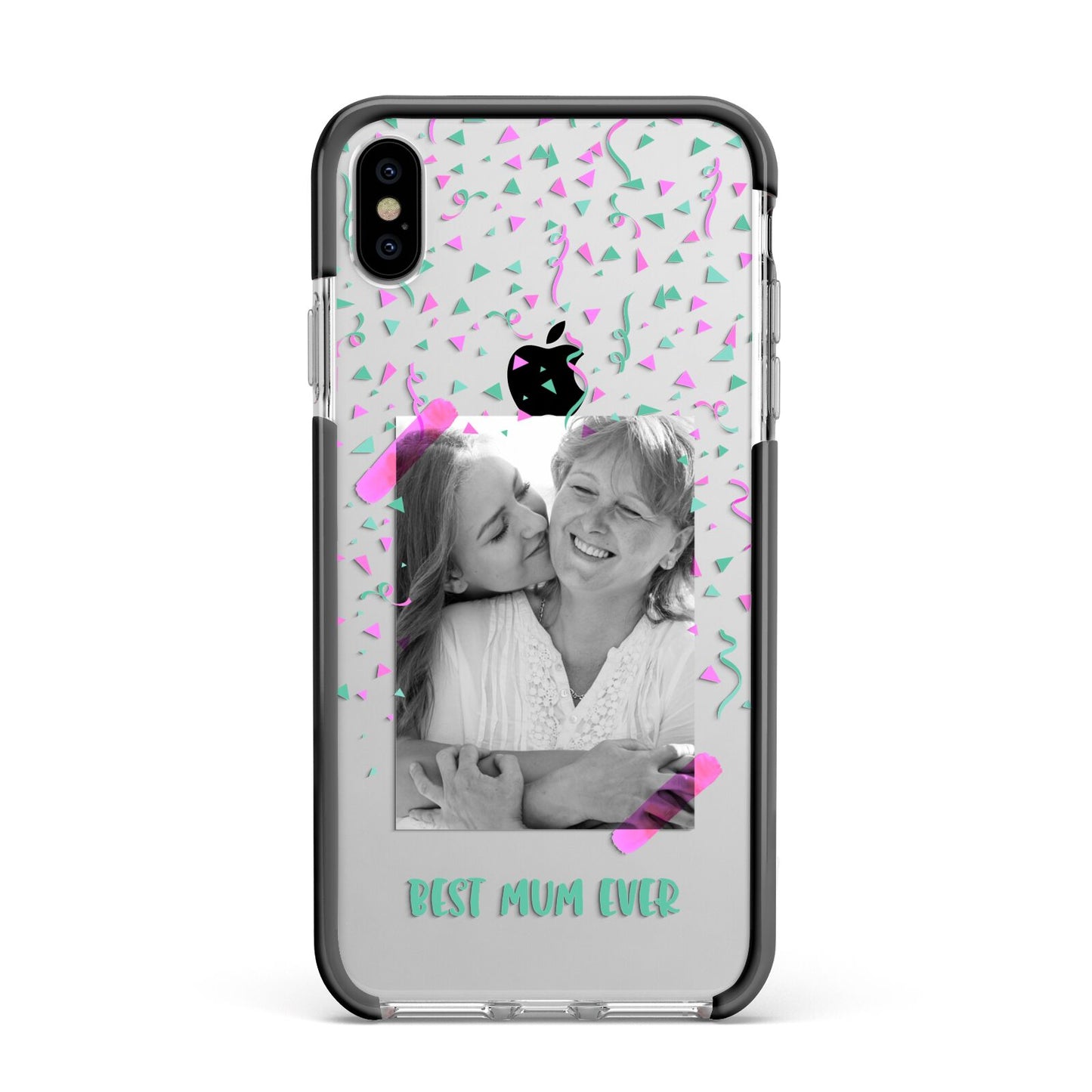 Best Mum Photo Upload Mothers Day Apple iPhone Xs Max Impact Case Black Edge on Silver Phone