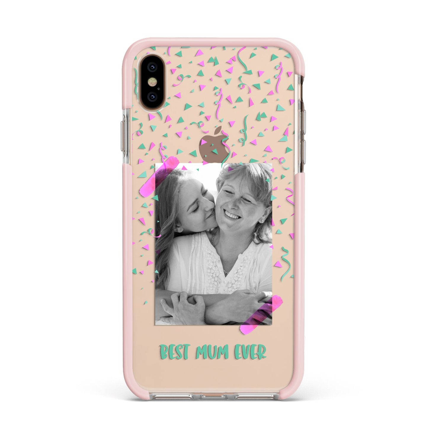 Best Mum Photo Upload Mothers Day Apple iPhone Xs Max Impact Case Pink Edge on Gold Phone