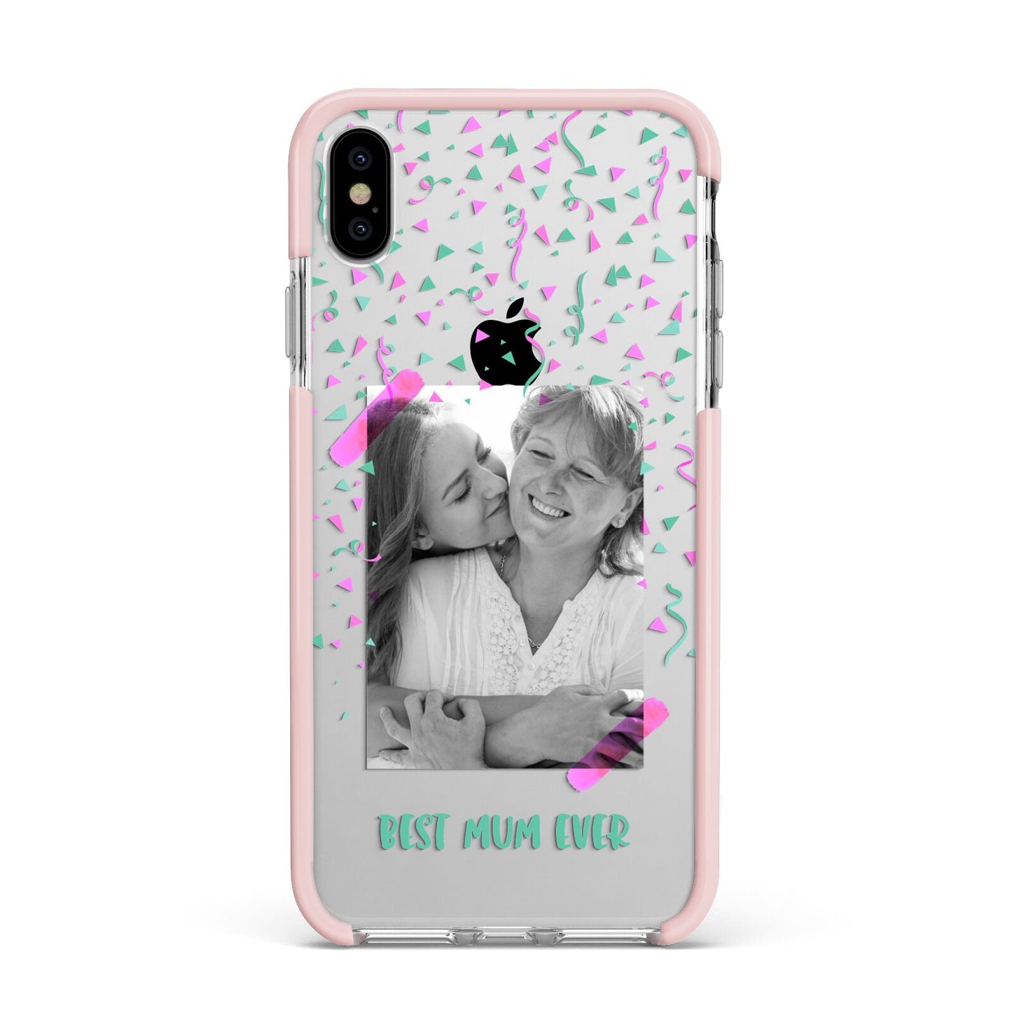 Best Mum Photo Upload Mothers Day Apple iPhone Xs Max Impact Case Pink Edge on Silver Phone