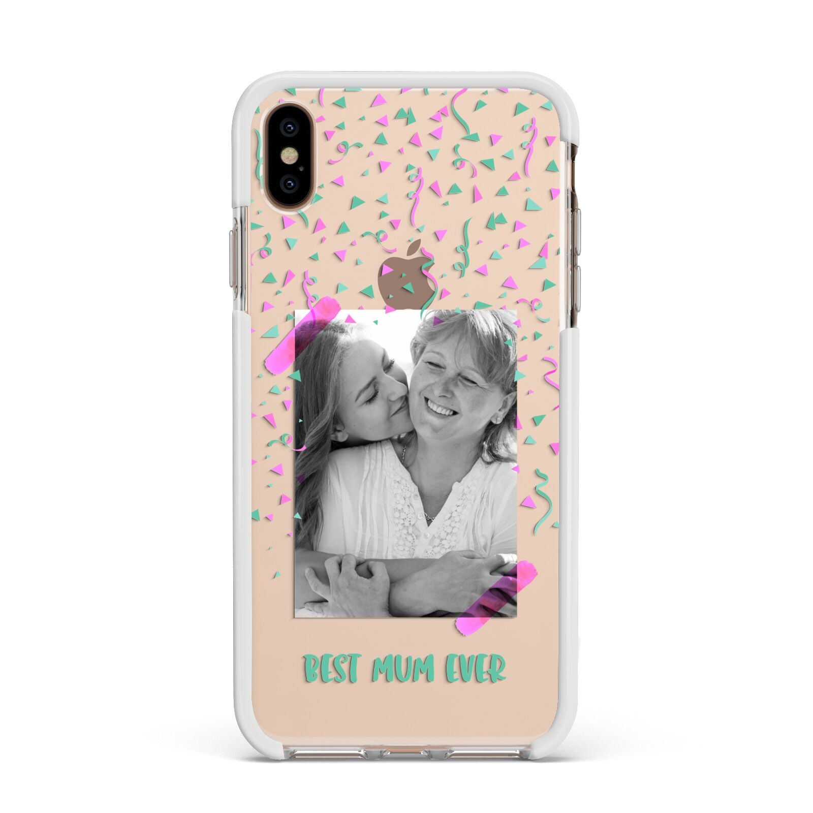 Best Mum Photo Upload Mothers Day Apple iPhone Xs Max Impact Case White Edge on Gold Phone