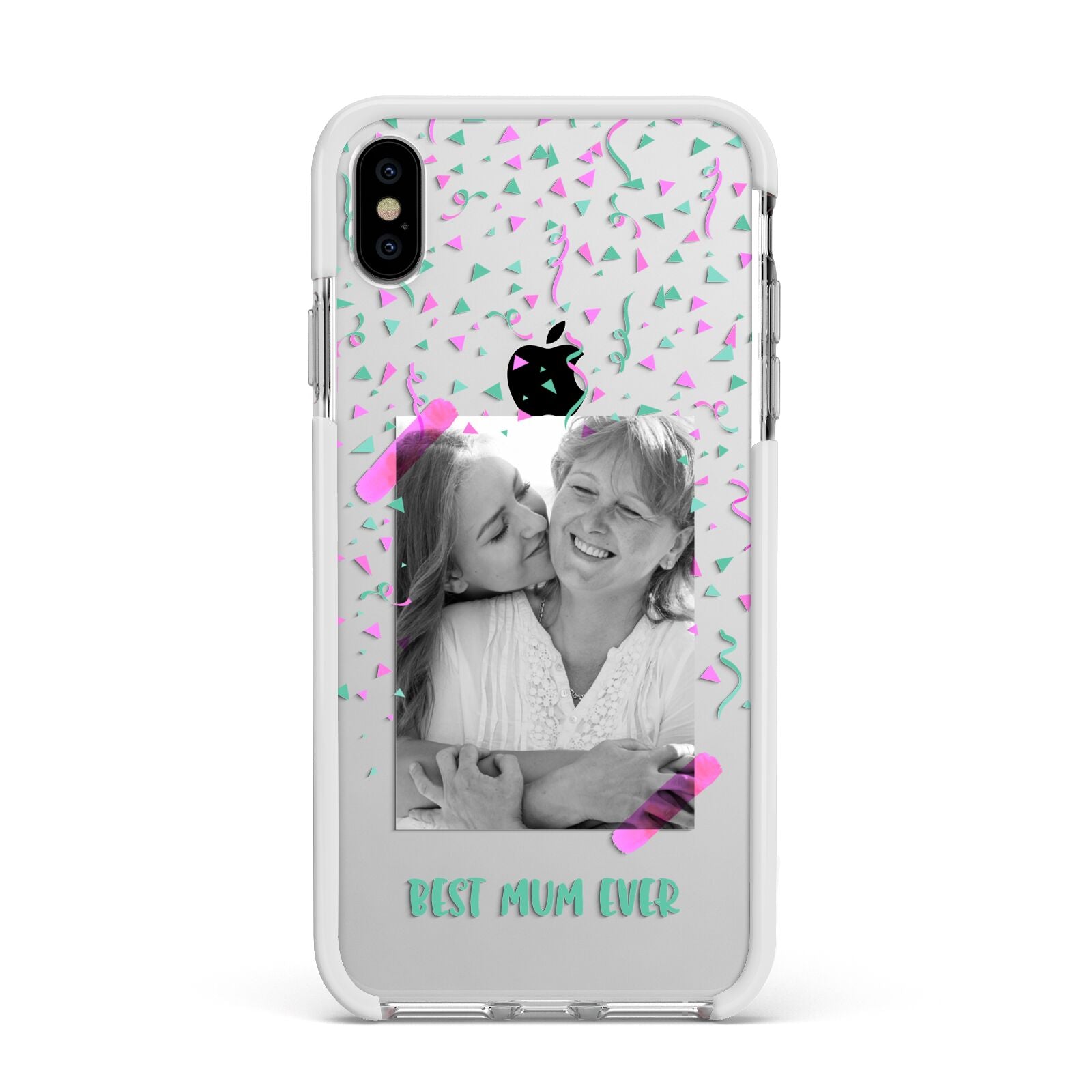 Best Mum Photo Upload Mothers Day Apple iPhone Xs Max Impact Case White Edge on Silver Phone