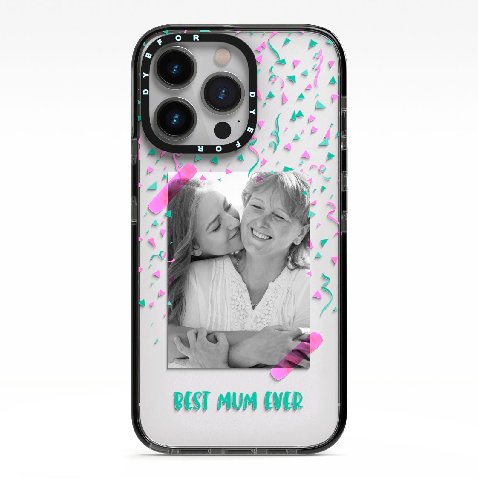 Best Mum Photo Upload Mothers Day iPhone 13 Pro Black Impact Case on Silver phone