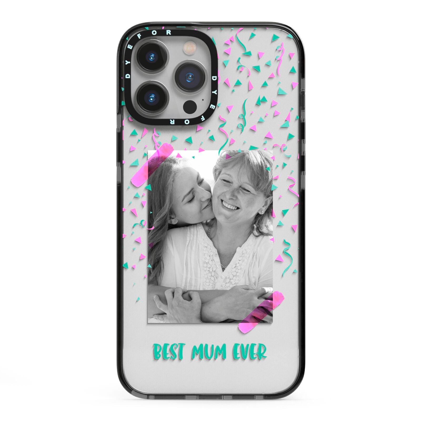 Best Mum Photo Upload Mothers Day iPhone 13 Pro Max Black Impact Case on Silver phone