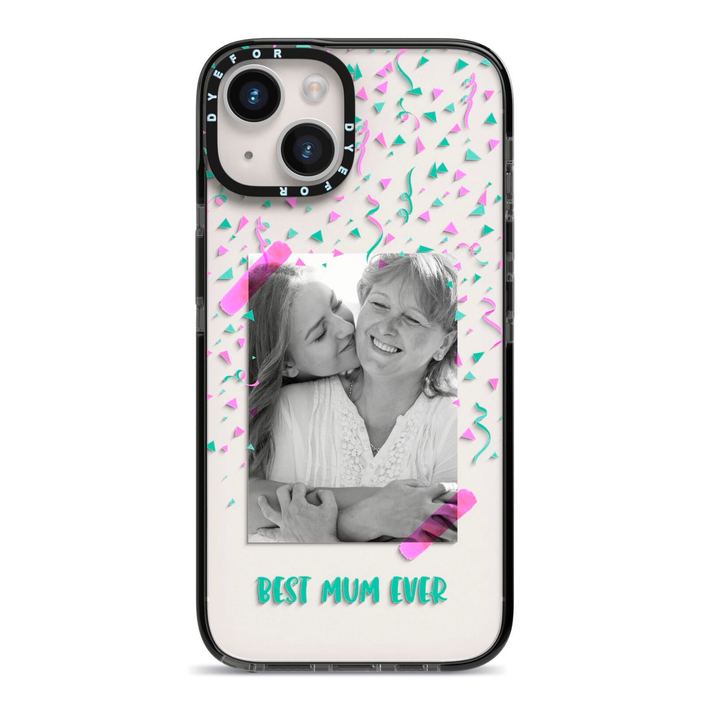 Best Mum Photo Upload Mothers Day iPhone 14 Black Impact Case on Silver phone