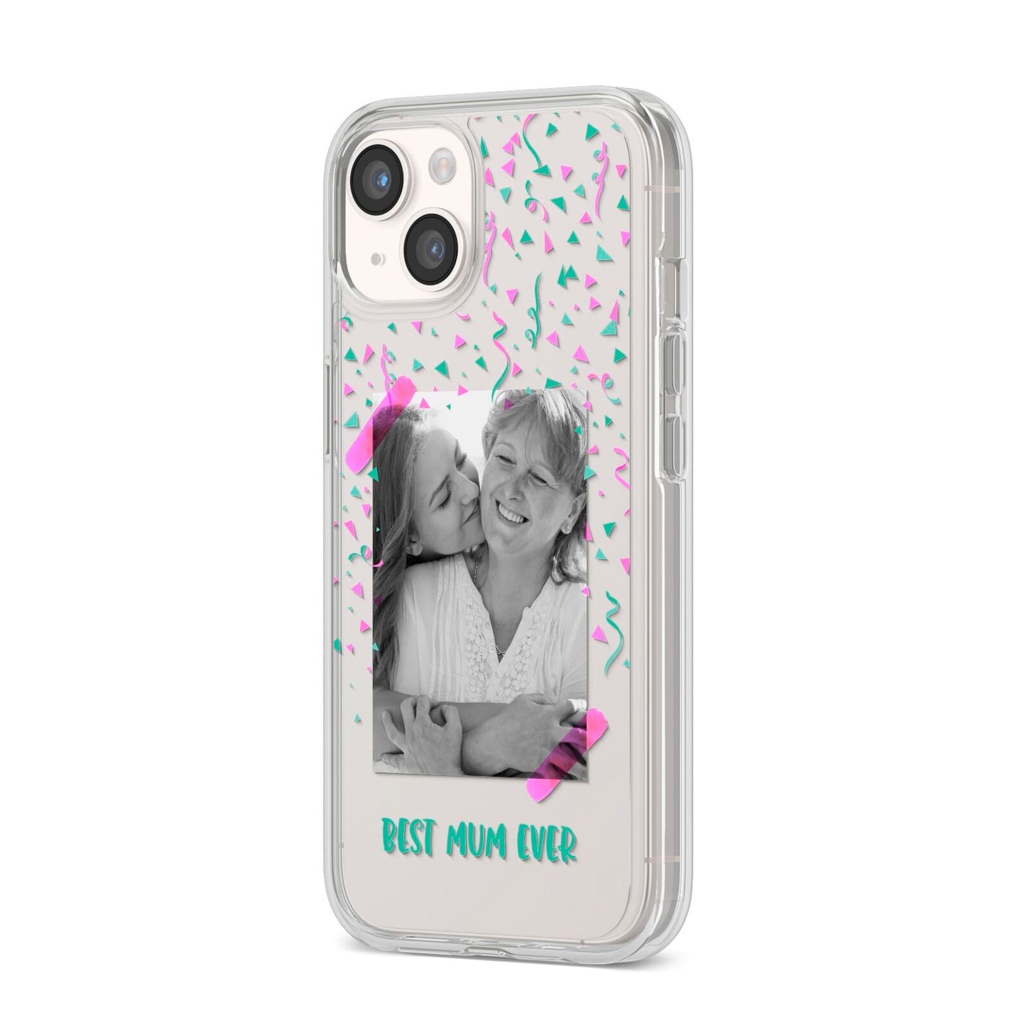 Best Mum Photo Upload Mothers Day iPhone 14 Clear Tough Case Starlight Angled Image