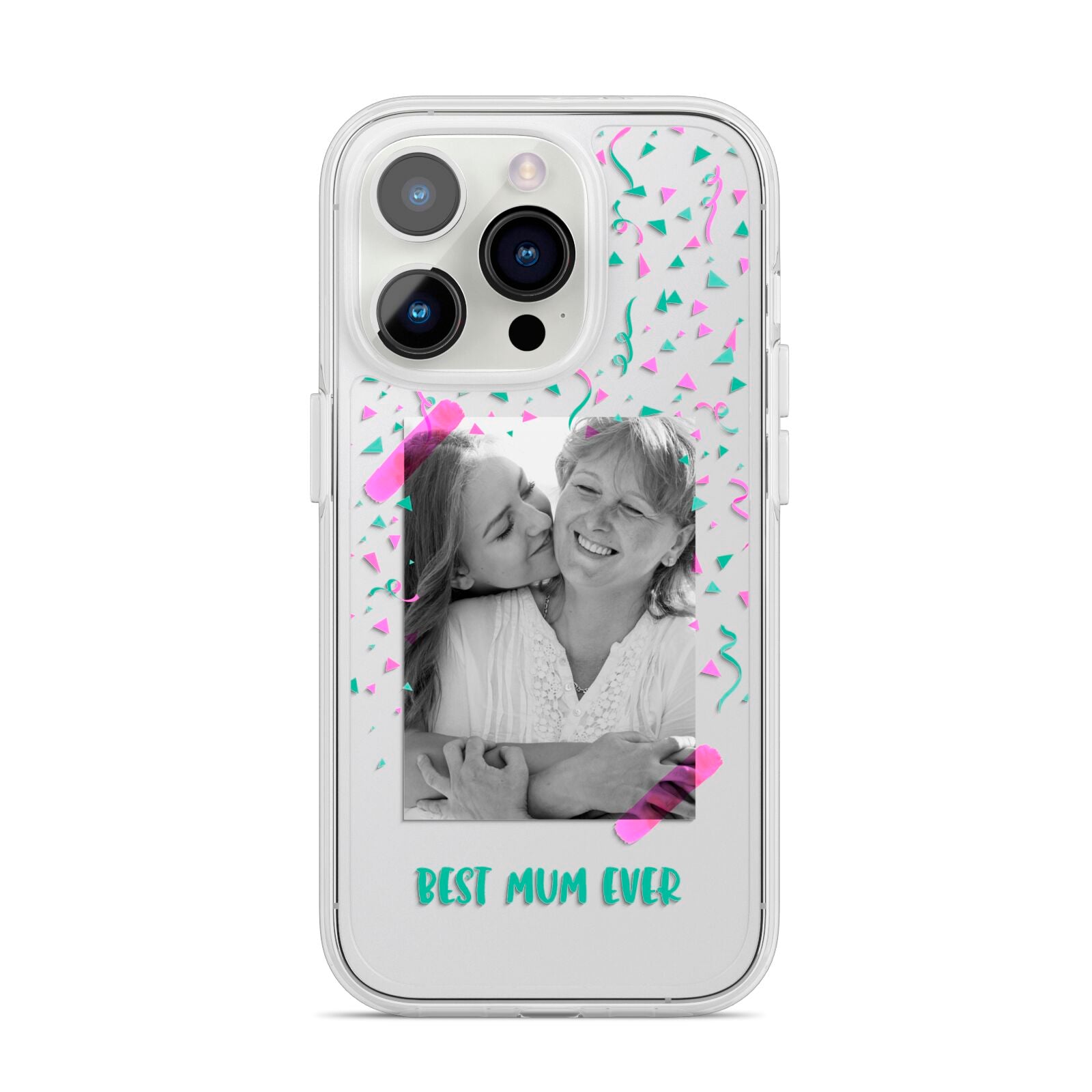 Best Mum Photo Upload Mothers Day iPhone 14 Pro Clear Tough Case Silver