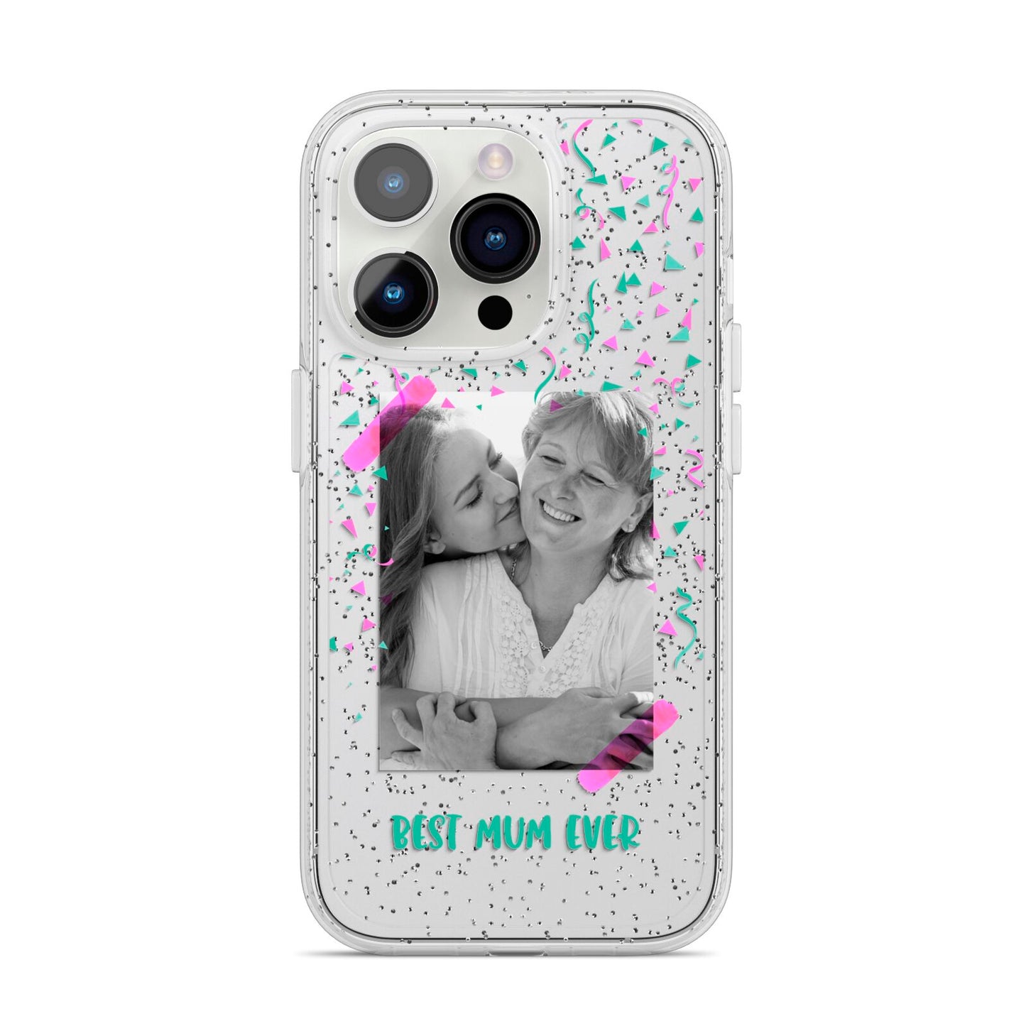 Best Mum Photo Upload Mothers Day iPhone 14 Pro Glitter Tough Case Silver