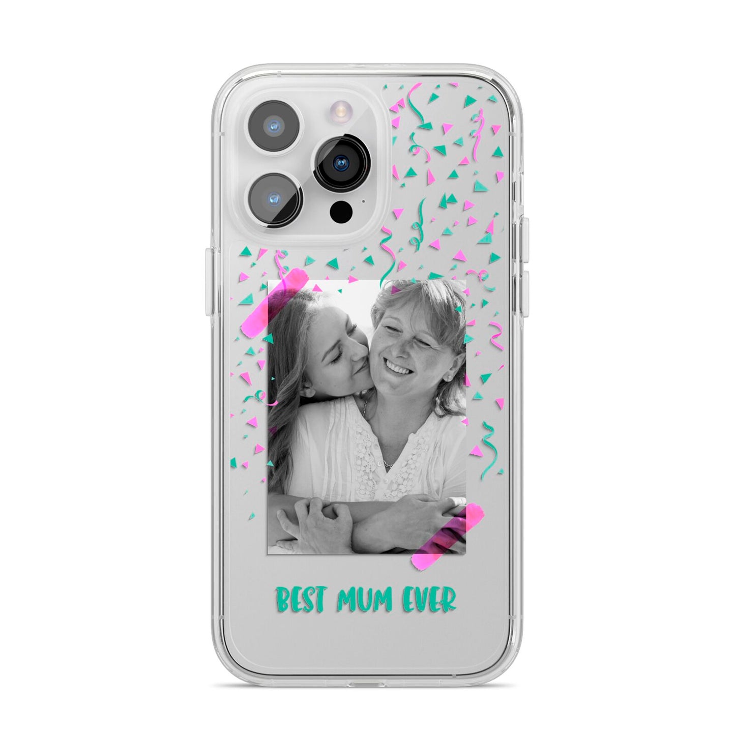 Best Mum Photo Upload Mothers Day iPhone 14 Pro Max Clear Tough Case Silver