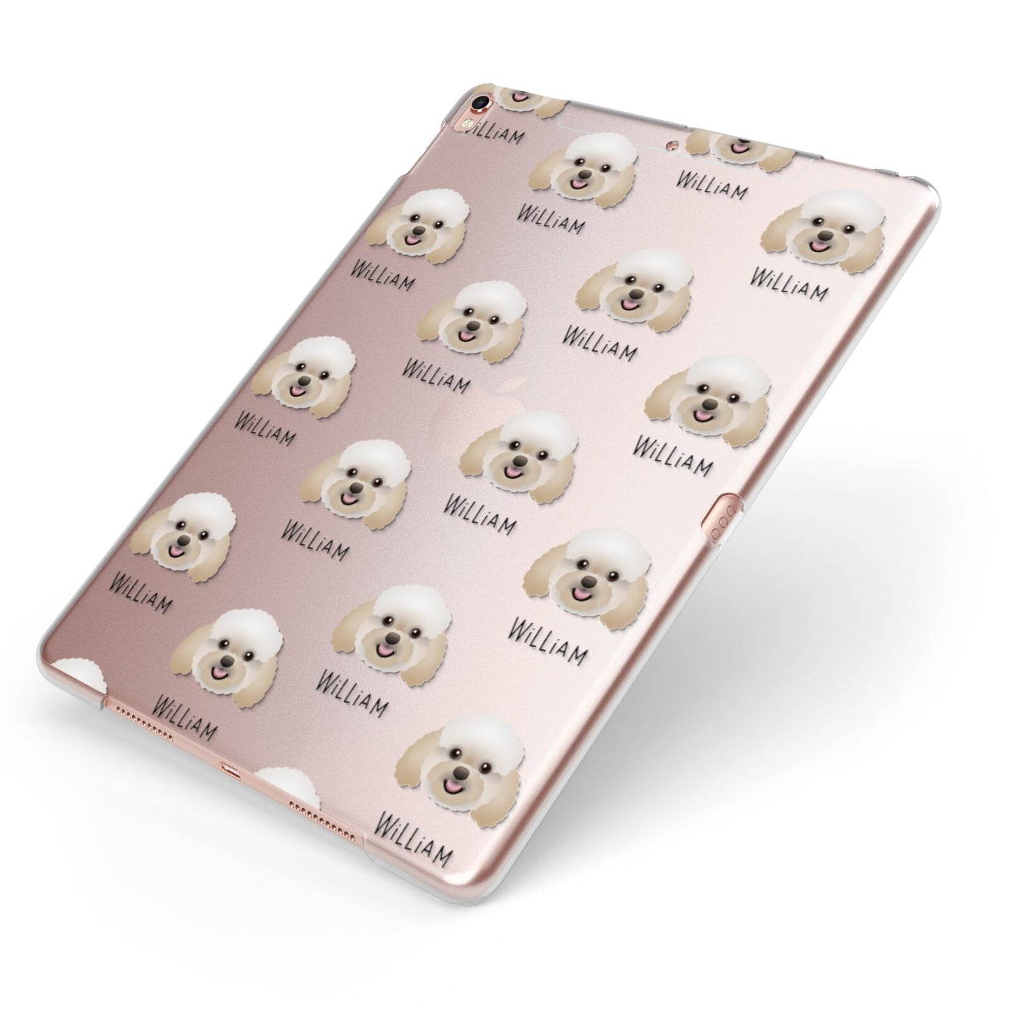 Bich poo Icon with Name Apple iPad Case on Rose Gold iPad Side View