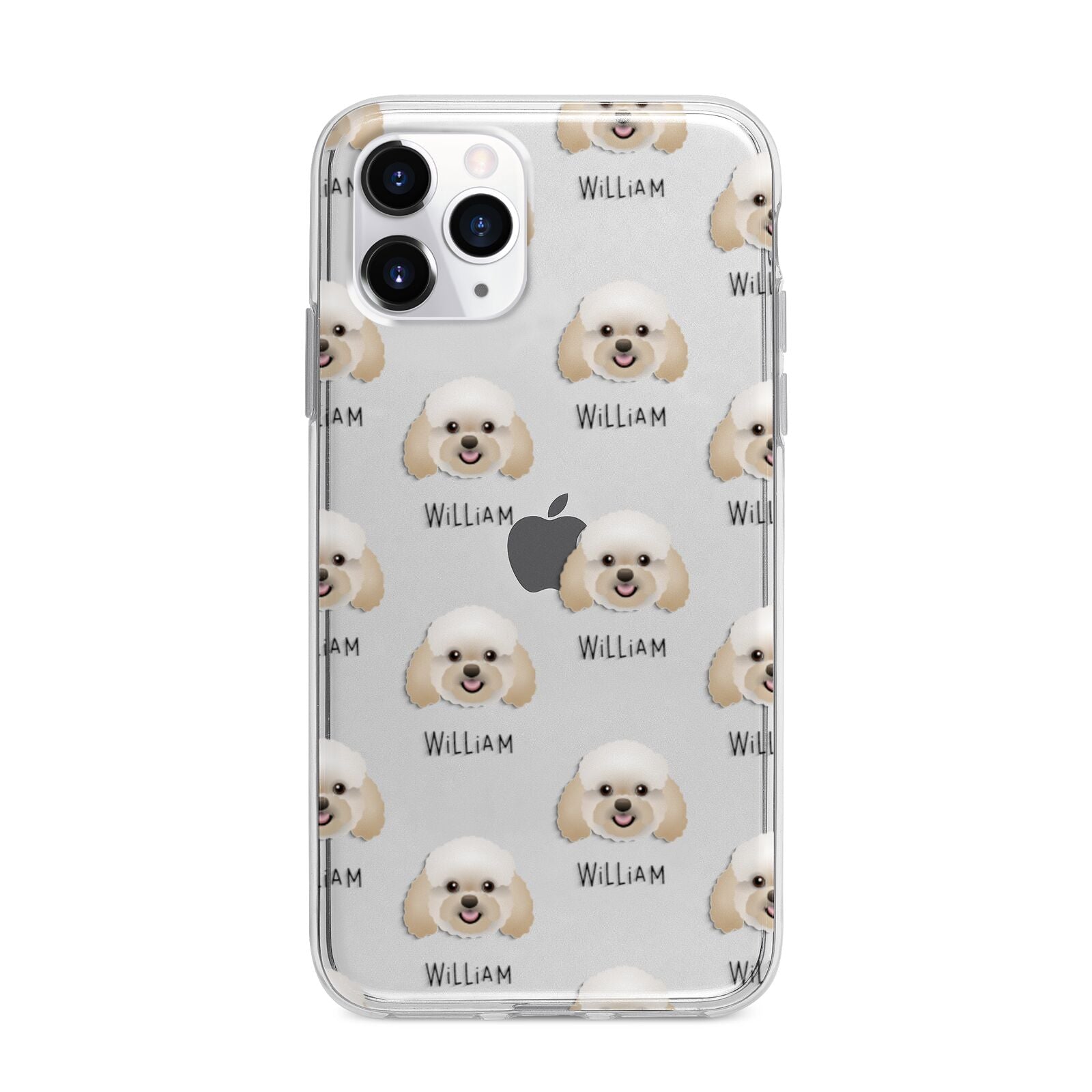 Bich poo Icon with Name Apple iPhone 11 Pro Max in Silver with Bumper Case