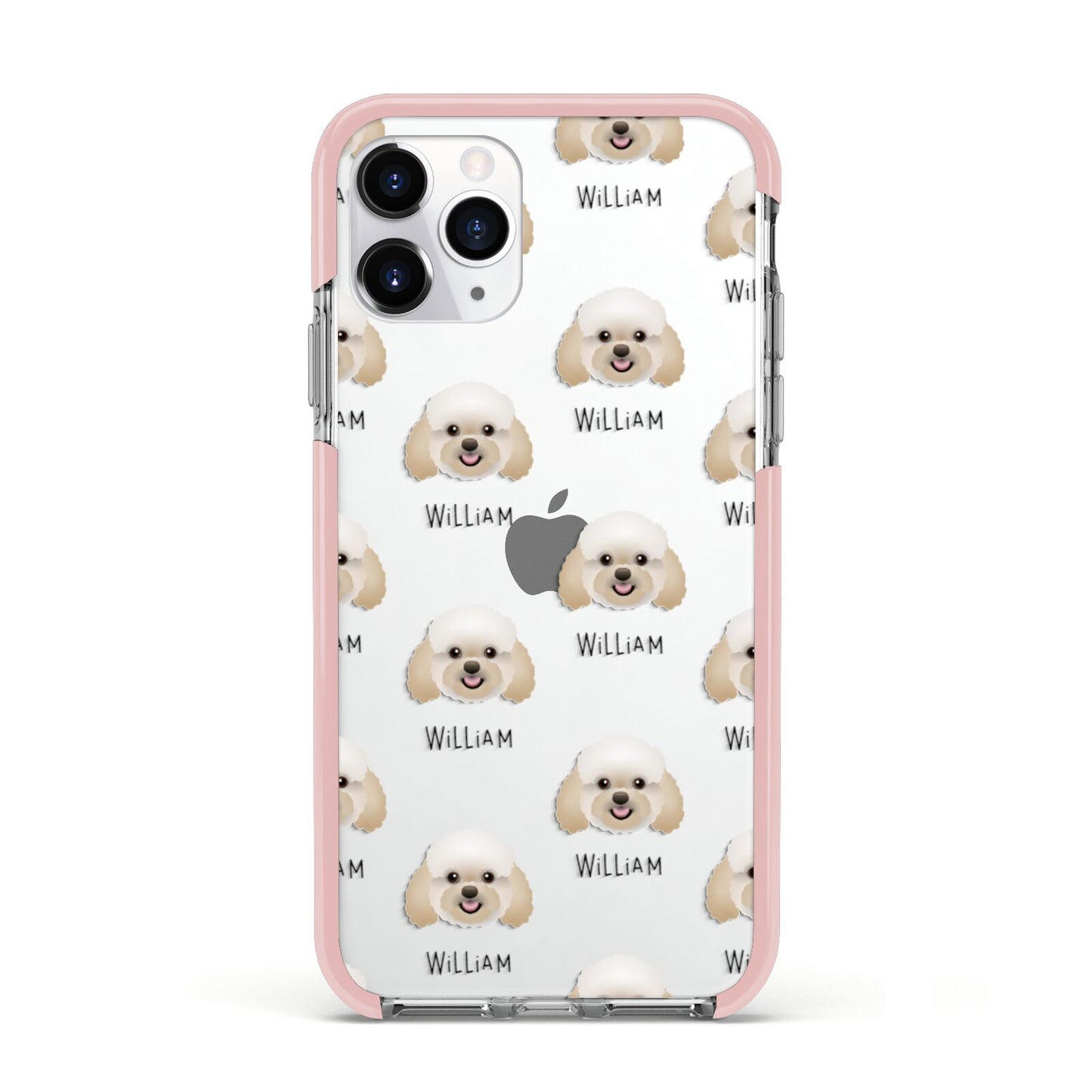 Bich poo Icon with Name Apple iPhone 11 Pro in Silver with Pink Impact Case